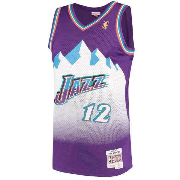 Men's Mitchell & Ness John Stockton Utah Jazz Purple 1996-97 Hardwood Classics Swingman Jersey - vstockx