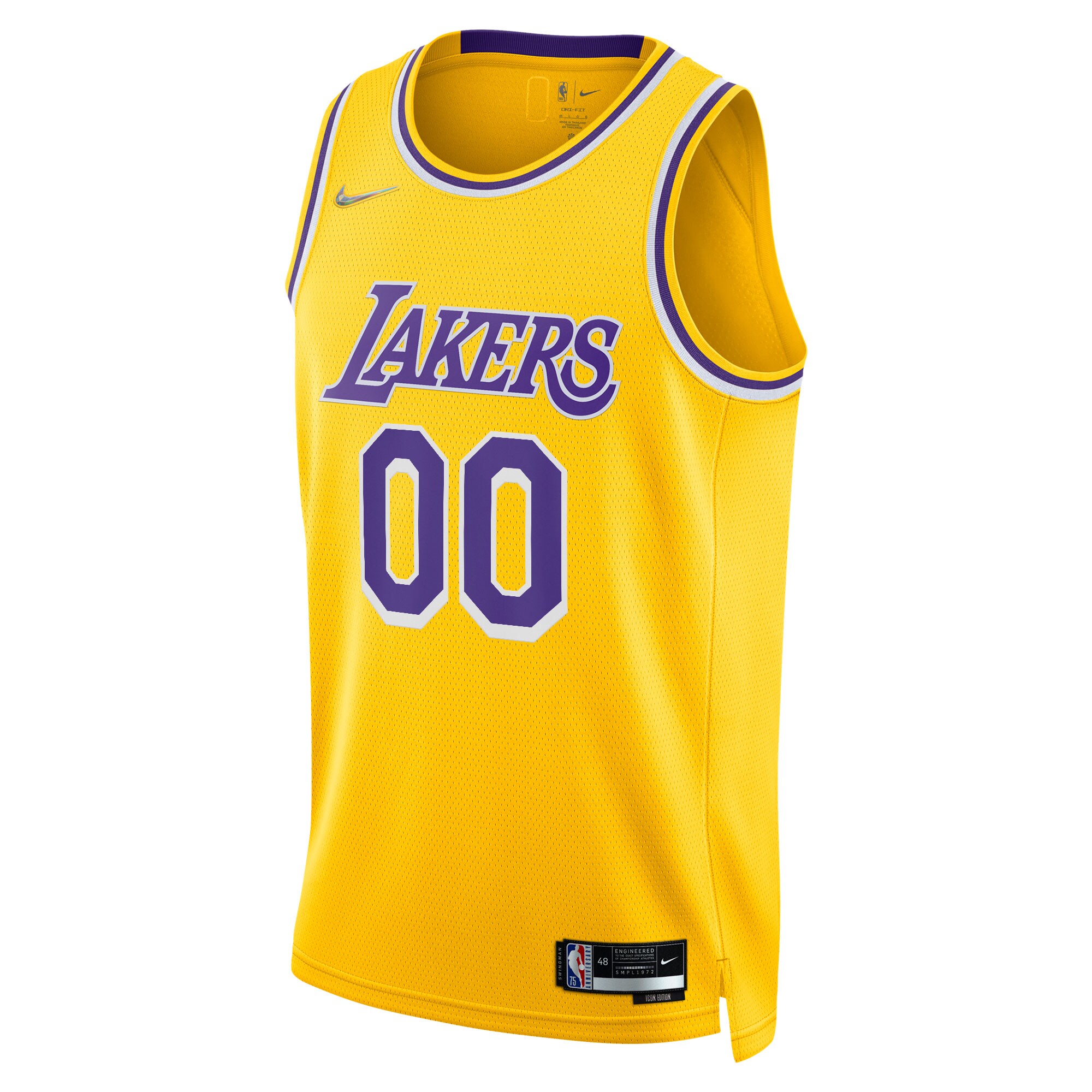 Los Angeles Lakers Nike 2021/22 Diamond Swingman Custom Jersey - Icon Edition - Gold - vstockx