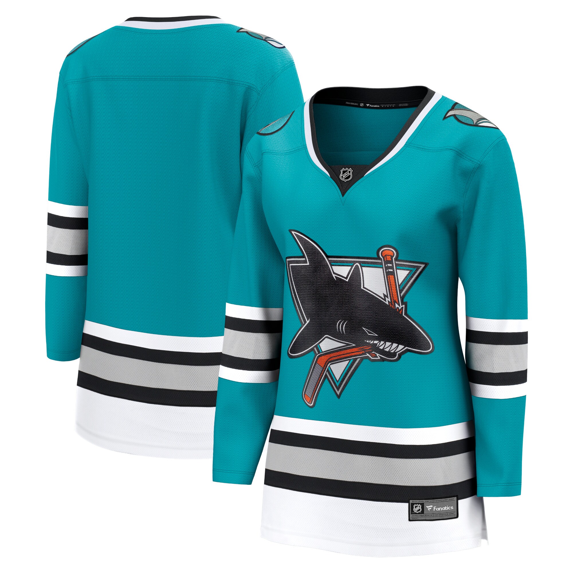 San Jose Sharks Fanatics Branded Women's 30th Anniversary Premier Breakaway Team Jersey - Teal - vstockx