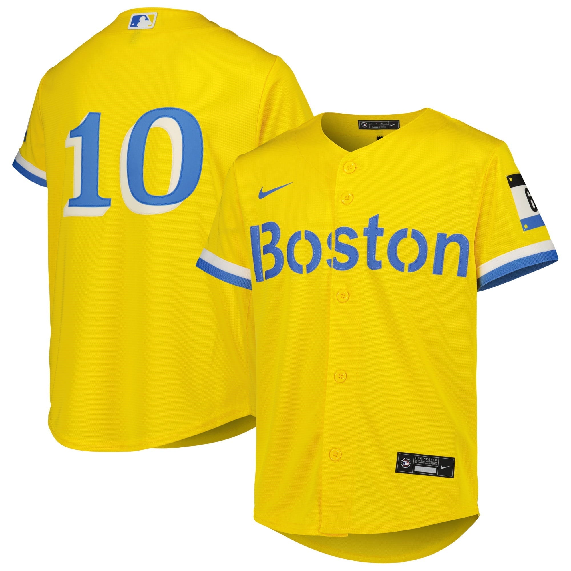 Youth Nike Trevor Story Gold Boston Red Sox City Connect Replica Player Jersey - vstockx