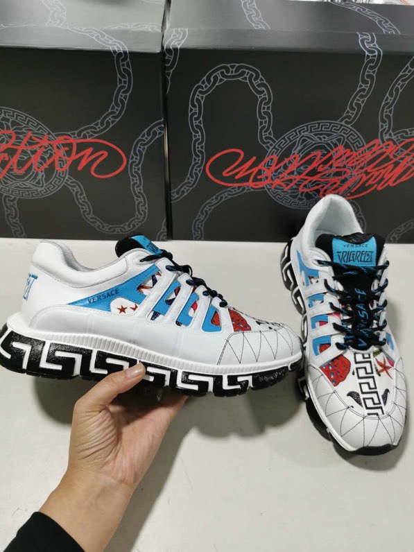 Versace Trigreca Tresor de la Mer Print White Blue Purple - vstockx