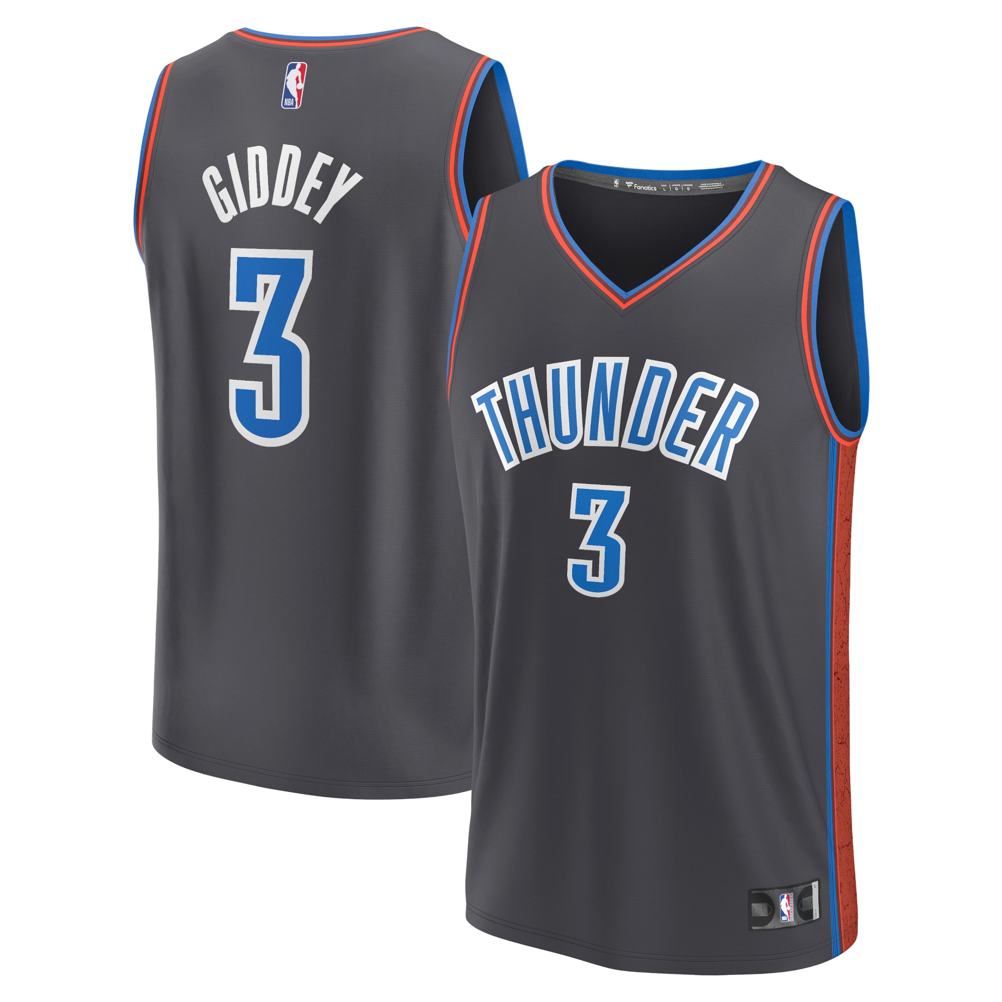 Josh Giddey Oklahoma City Thunder Fanatics Branded 2022/23 Fastbreak Jersey - City Edition - Anthracite - vstockx