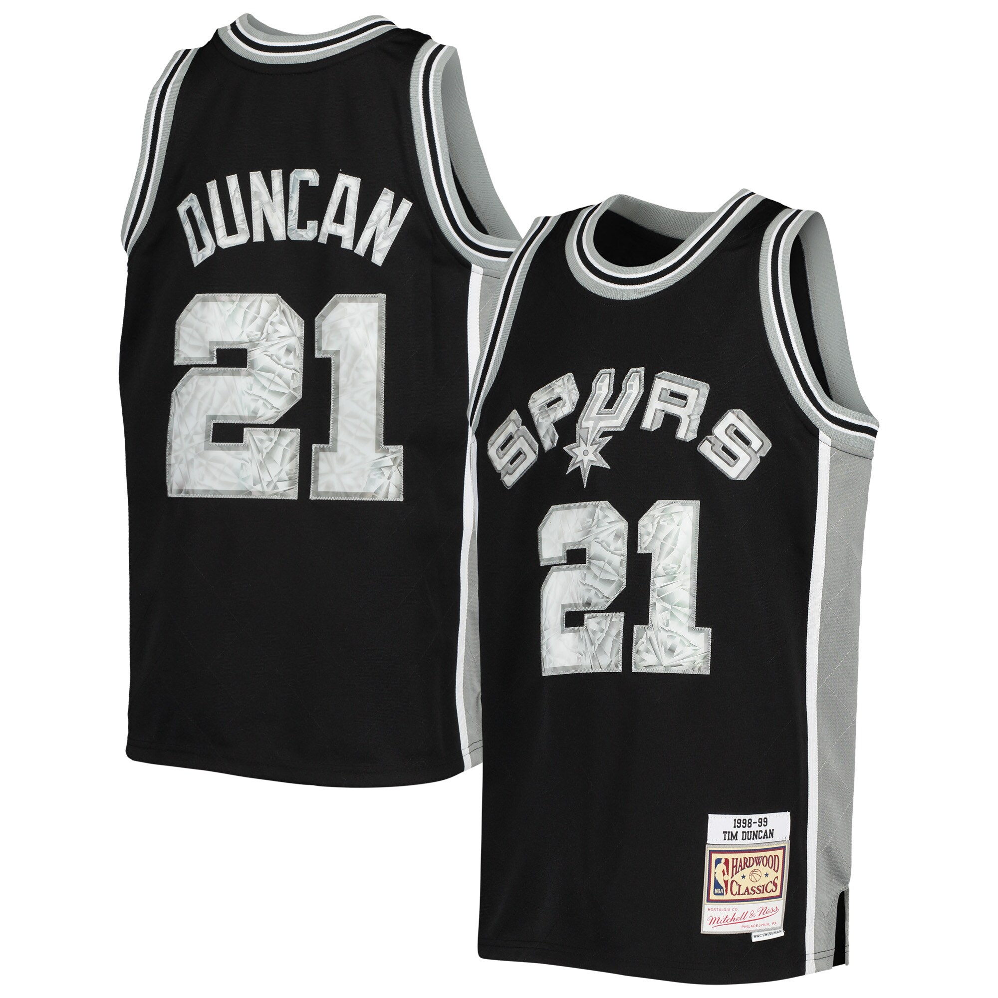 Tim Duncan San Antonio Spurs Mitchell & Ness Youth Hardwood Classics 75th Anniversary Diamond Jersey - vstockx