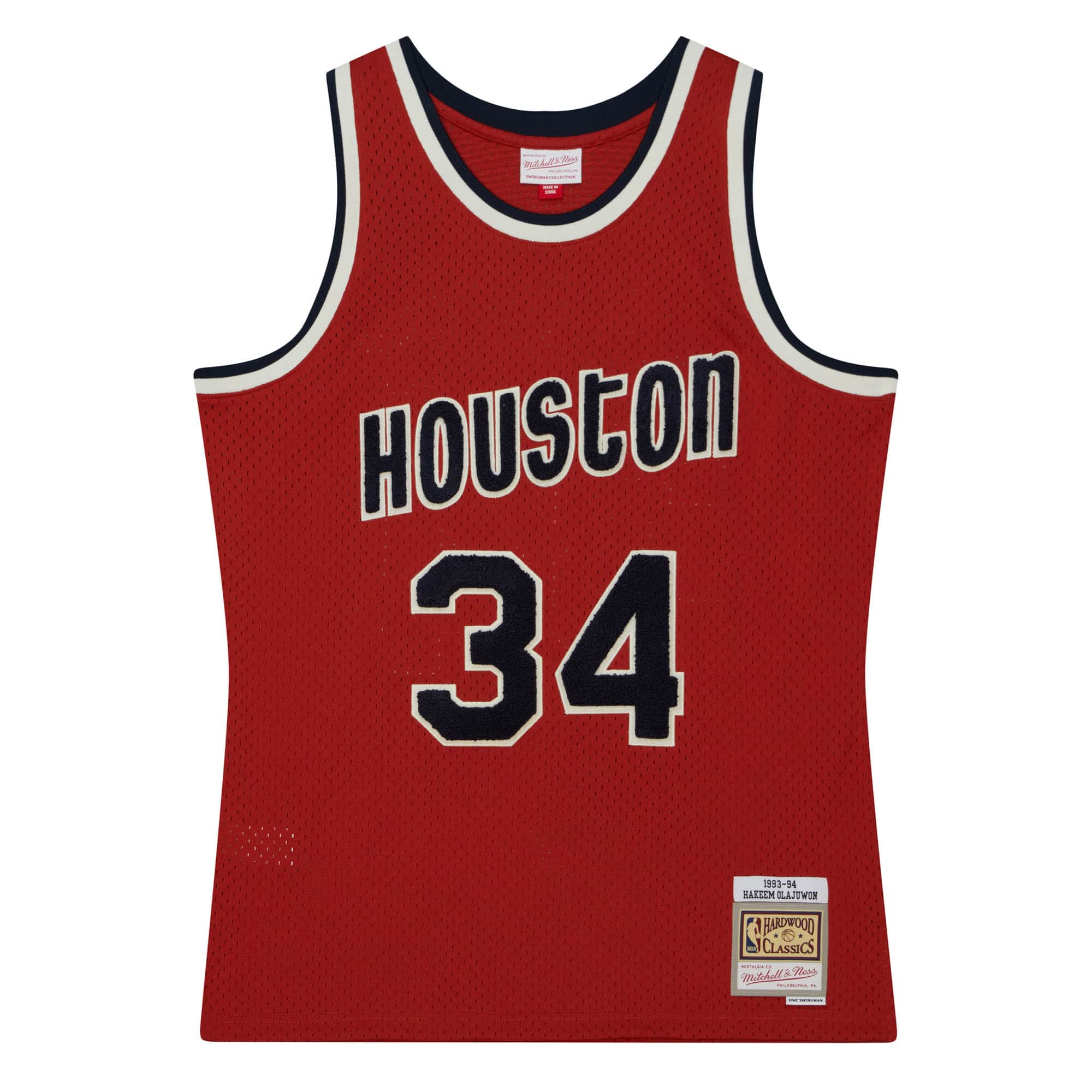 Off Court Chenille Swingman Hakeem Olajuwon Houston Rockets 1993-94 Jersey - vstockx