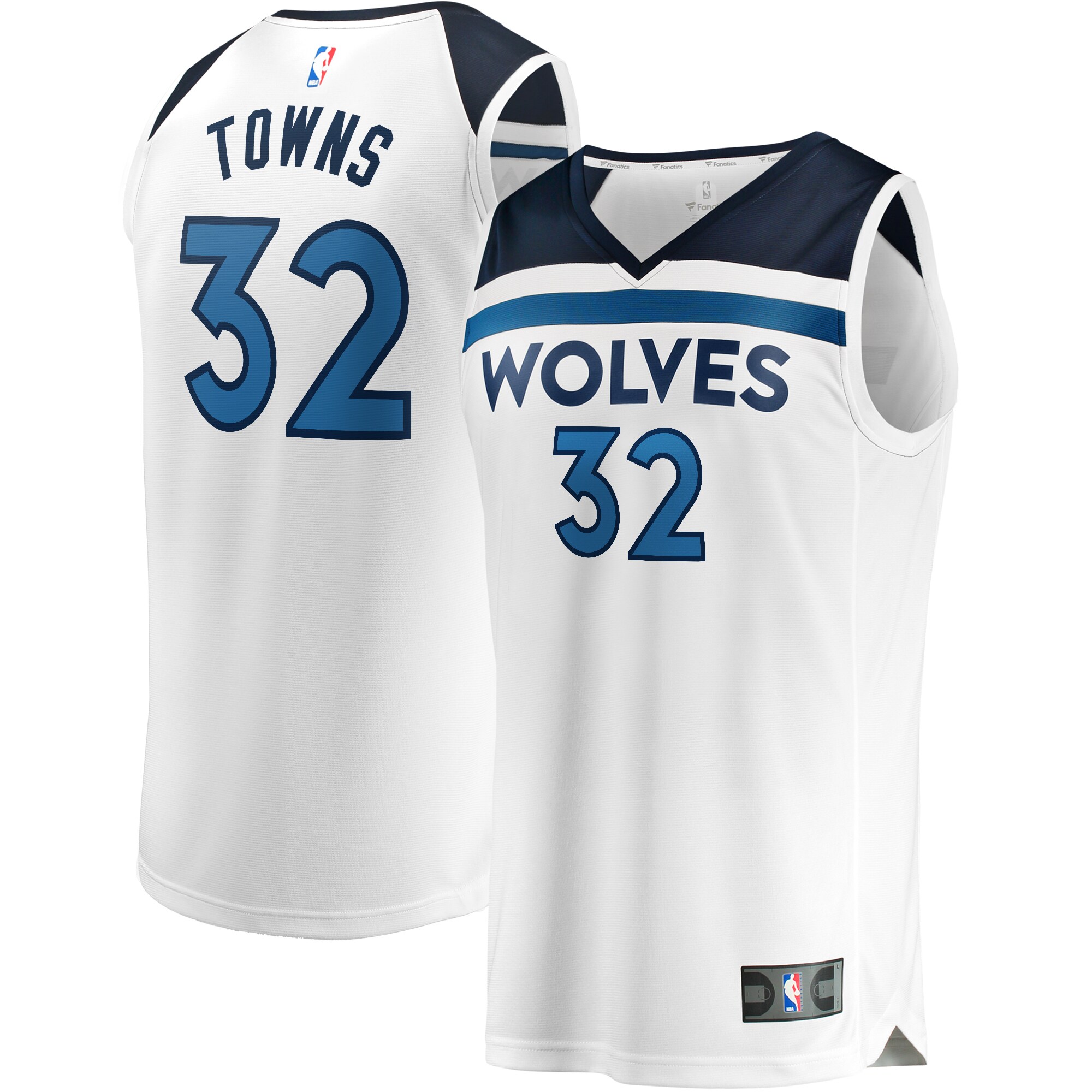 Karl-Anthony Towns Minnesota Timberwolves Fanatics Branded Youth Fast Break Replica Player Jersey - Association Edition - White - vstockx