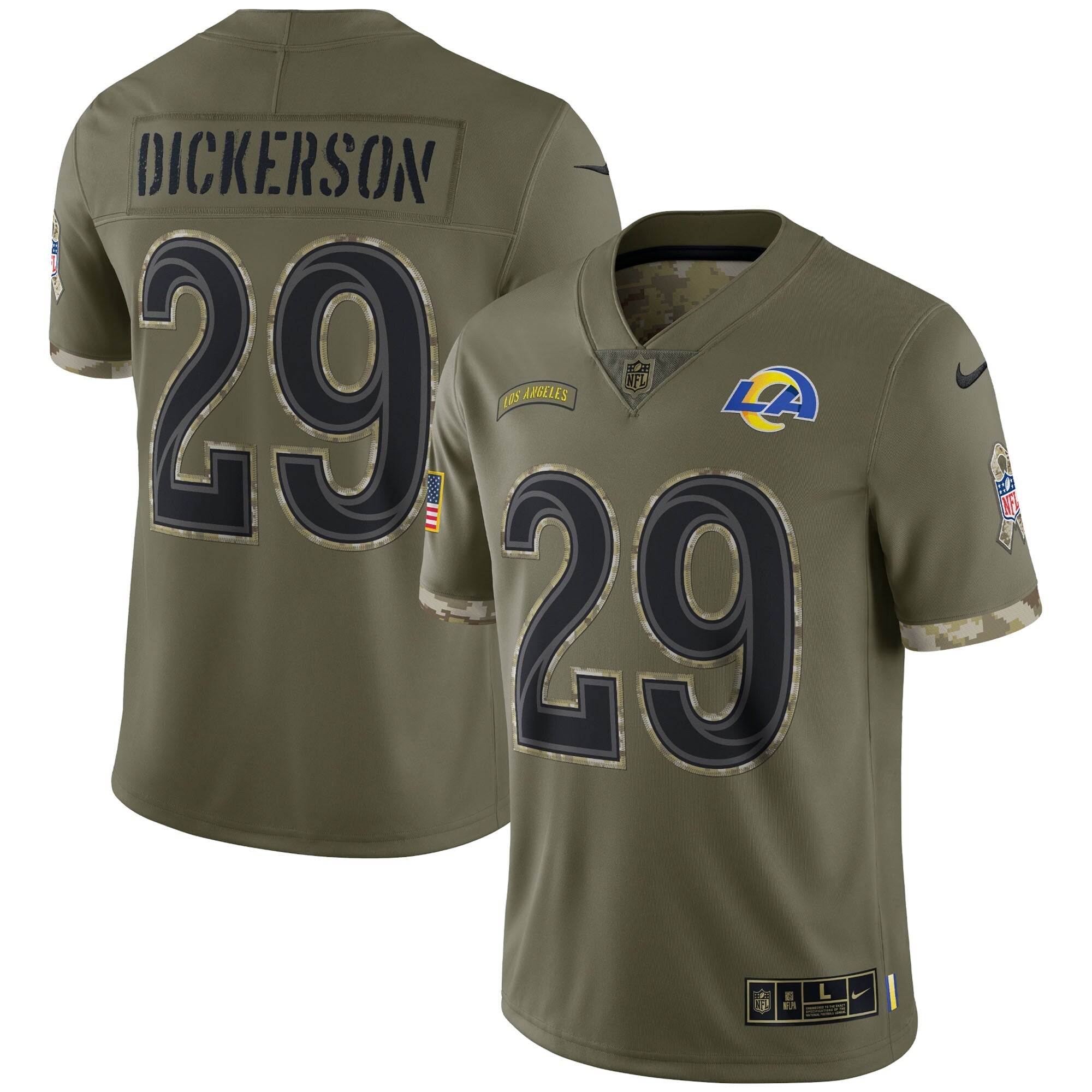 Men's Nike Eric Dickerson Olive Los Angeles Rams 2022 Salute To Service Retired Player Limited Jersey - vstockx