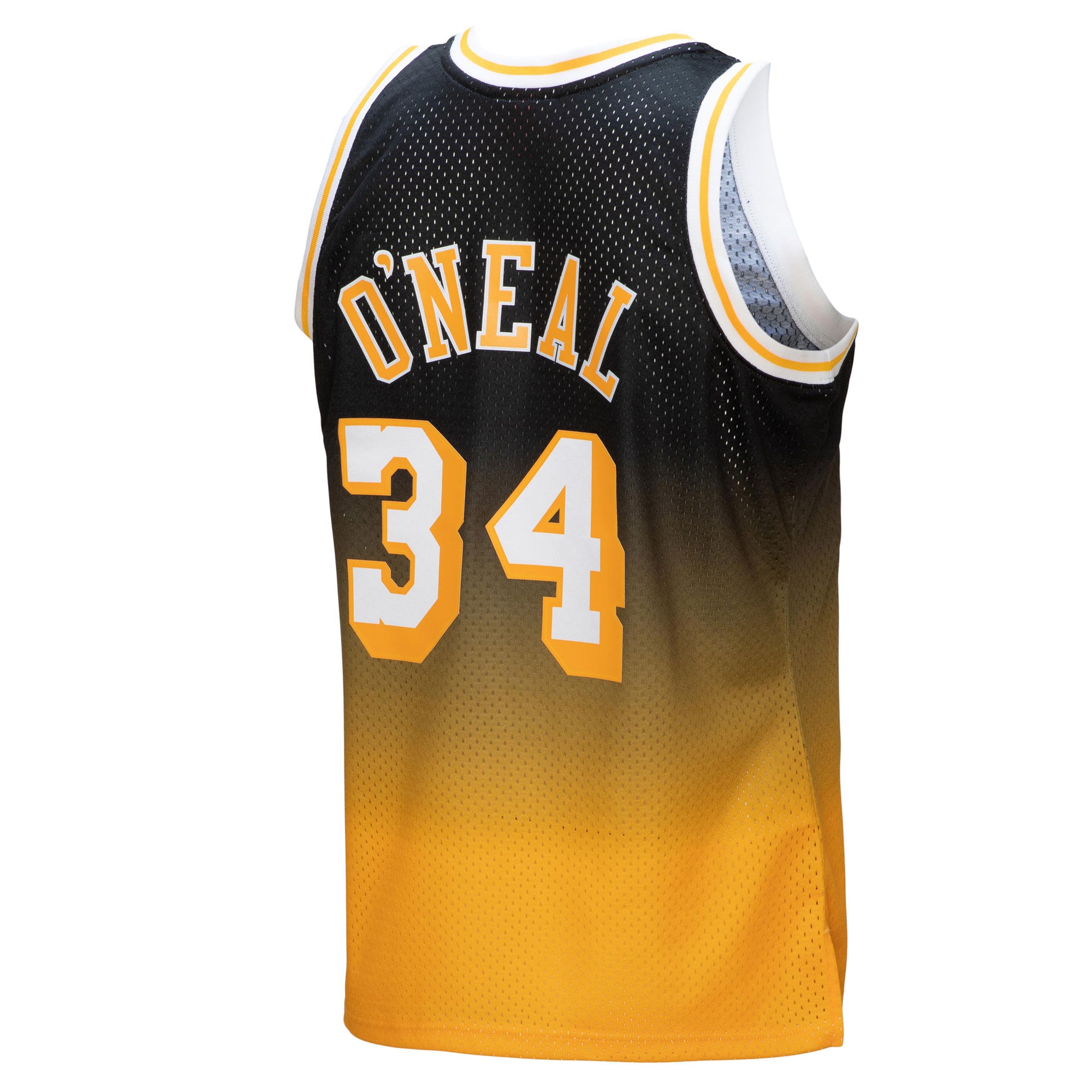 Shaquille O'Neal Los Angeles Lakers Mitchell & Ness 1996/97 Hardwood Classics Fadeaway Swingman Player Jersey - Gold/Black - vstockx