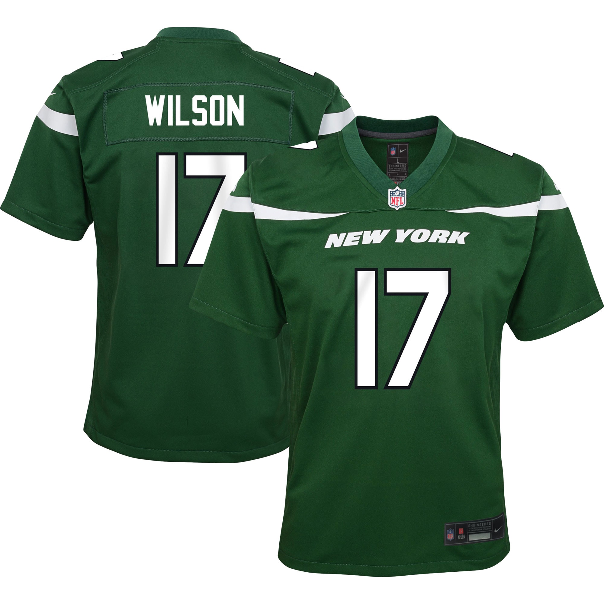 Garrett Wilson New York Jets Nike Youth Game Jersey - Green - vstockx