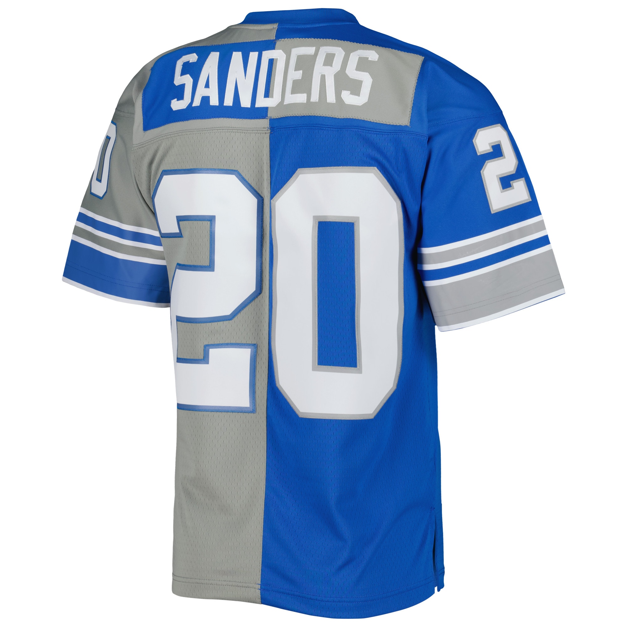 Barry Sanders Detroit Lions Mitchell & Ness 1996 Split Legacy Replica Jersey - Silver/Blue - vstockx