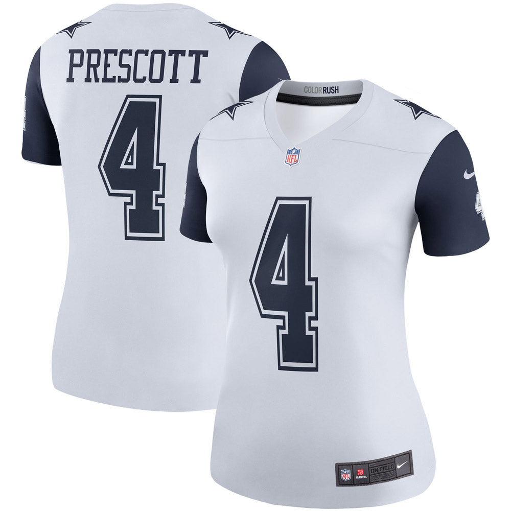 Women's Dallas Cowboys Dak Prescott Color Rush Legend Player Jersey White - vstockx