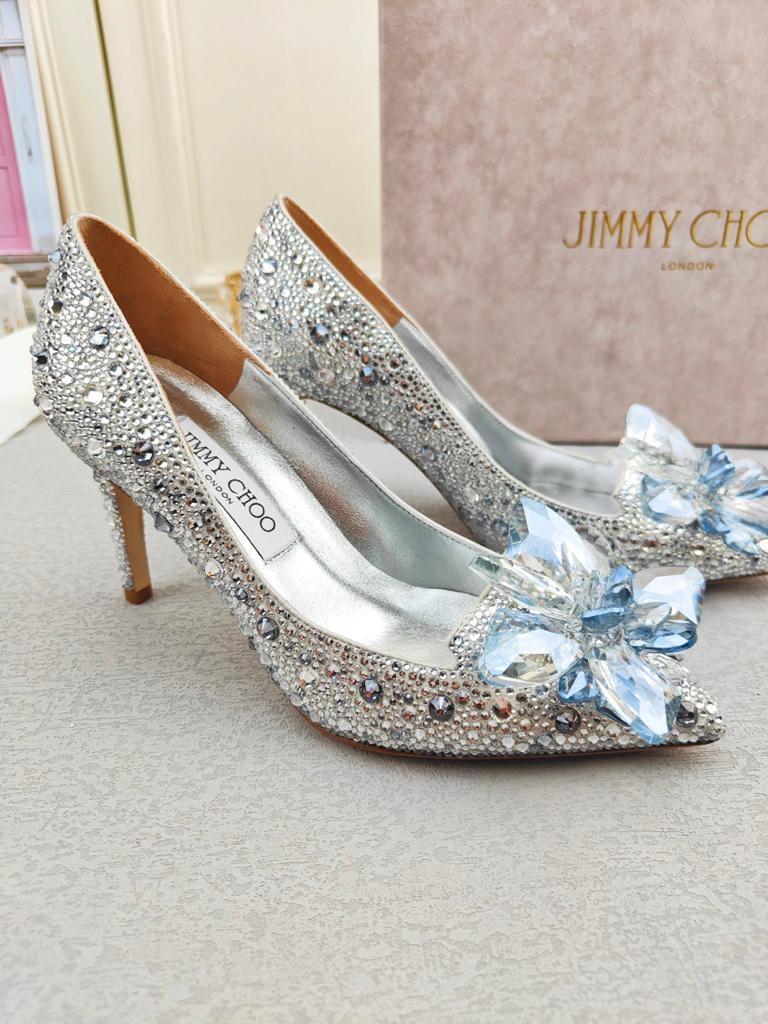Jimmy Choo Allure Crystal high heels silver white - vstockx