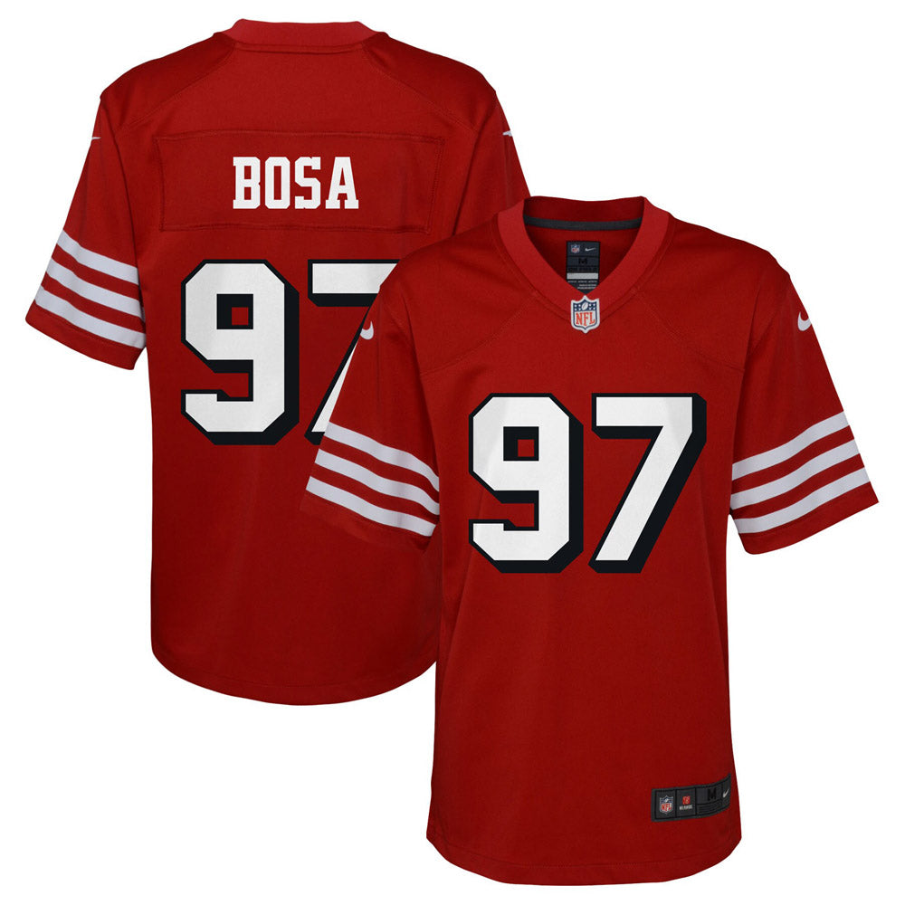 Youth San Francisco 49ers Nick Bosa Alternate Game Jersey Scarlet - vstockx
