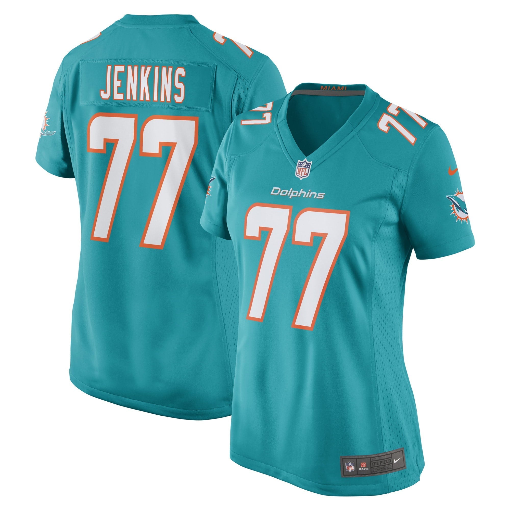 Women's Nike John Jenkins Aqua Miami Dolphins Game Player Jersey - vstockx