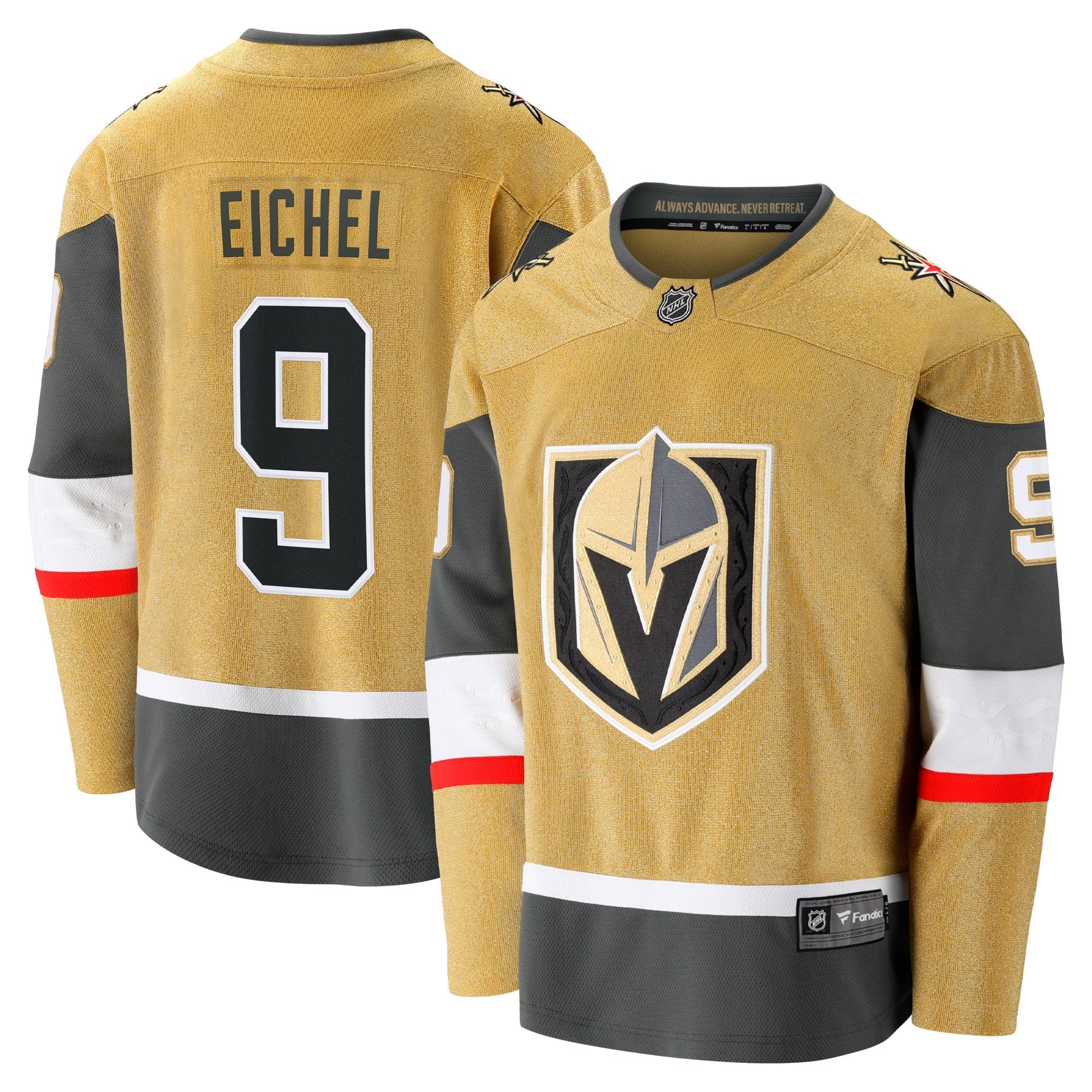 Men's Fanatics Branded Jack Eichel Gold Vegas Golden Knights Alternate Premier Breakaway Player Jersey - vstockx