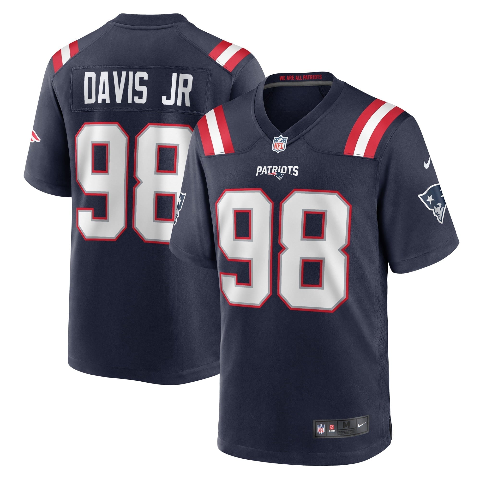 Men's Nike Carl Davis Jr. Navy New England Patriots Game Player Jersey - vstockx