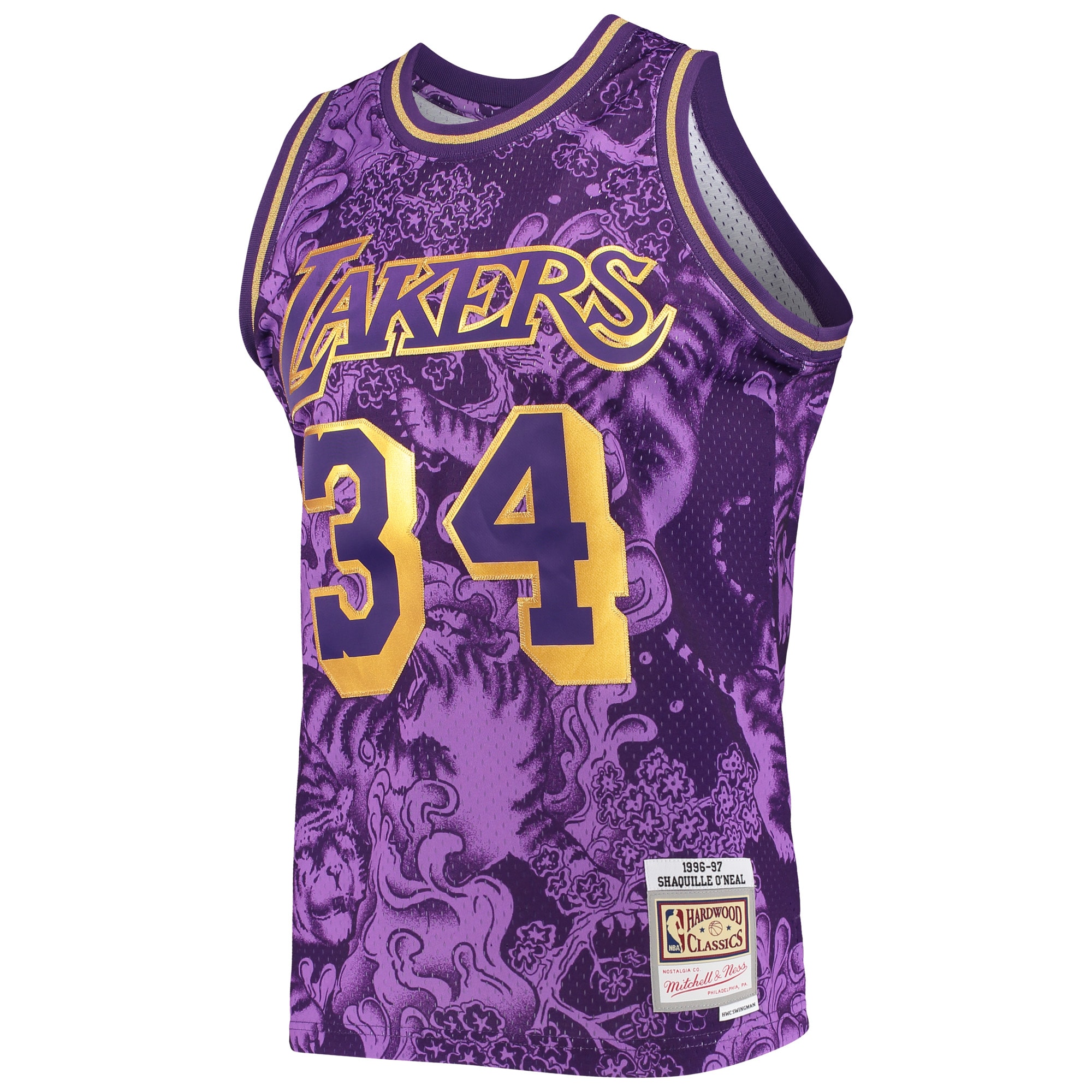Shaquille O'Neal Los Angeles Lakers Mitchell & Ness Hardwood Classics 1996/97 Lunar New Year Swingman Jersey - Purple - vstockx