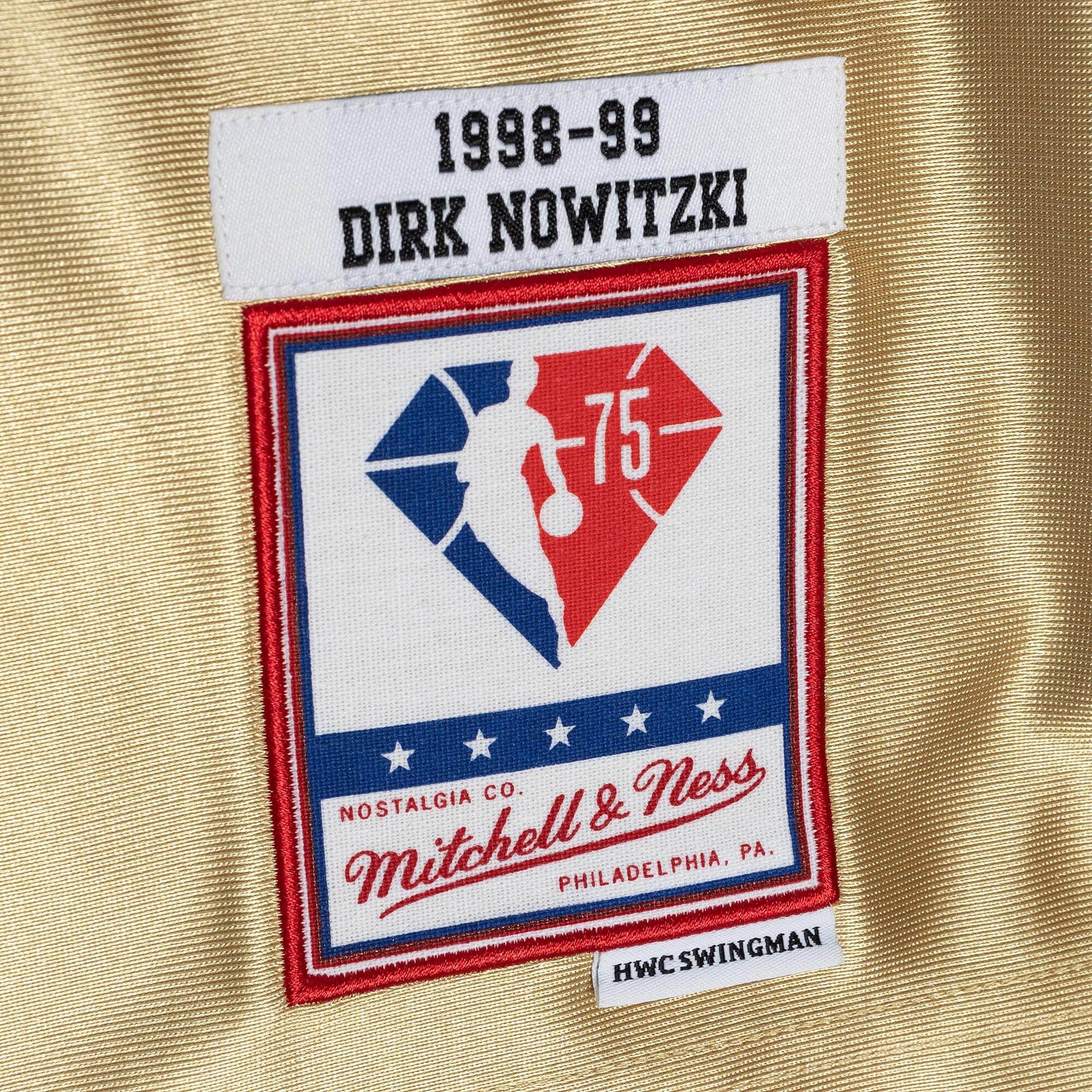 75th Anniversary Gold Swingman Dirk Nowitzki Dallas Mavericks 1998-99 Jersey - vstockx