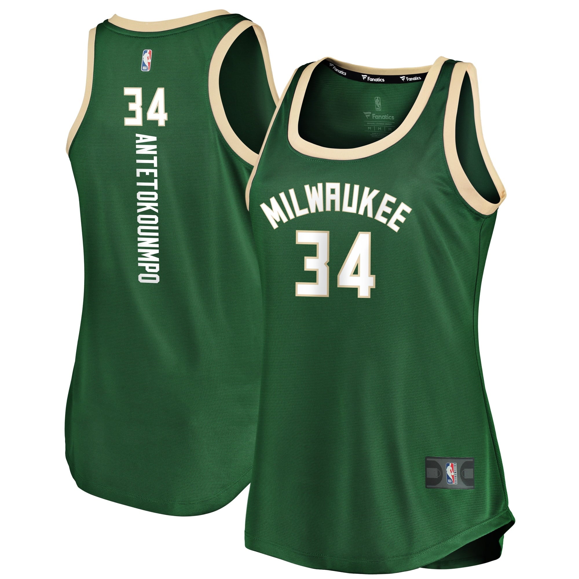 Women's Fanatics Branded Giannis Antetokounmpo Hunter Green Milwaukee Bucks Fast Break Tank Jersey - Icon Edition - vstockx