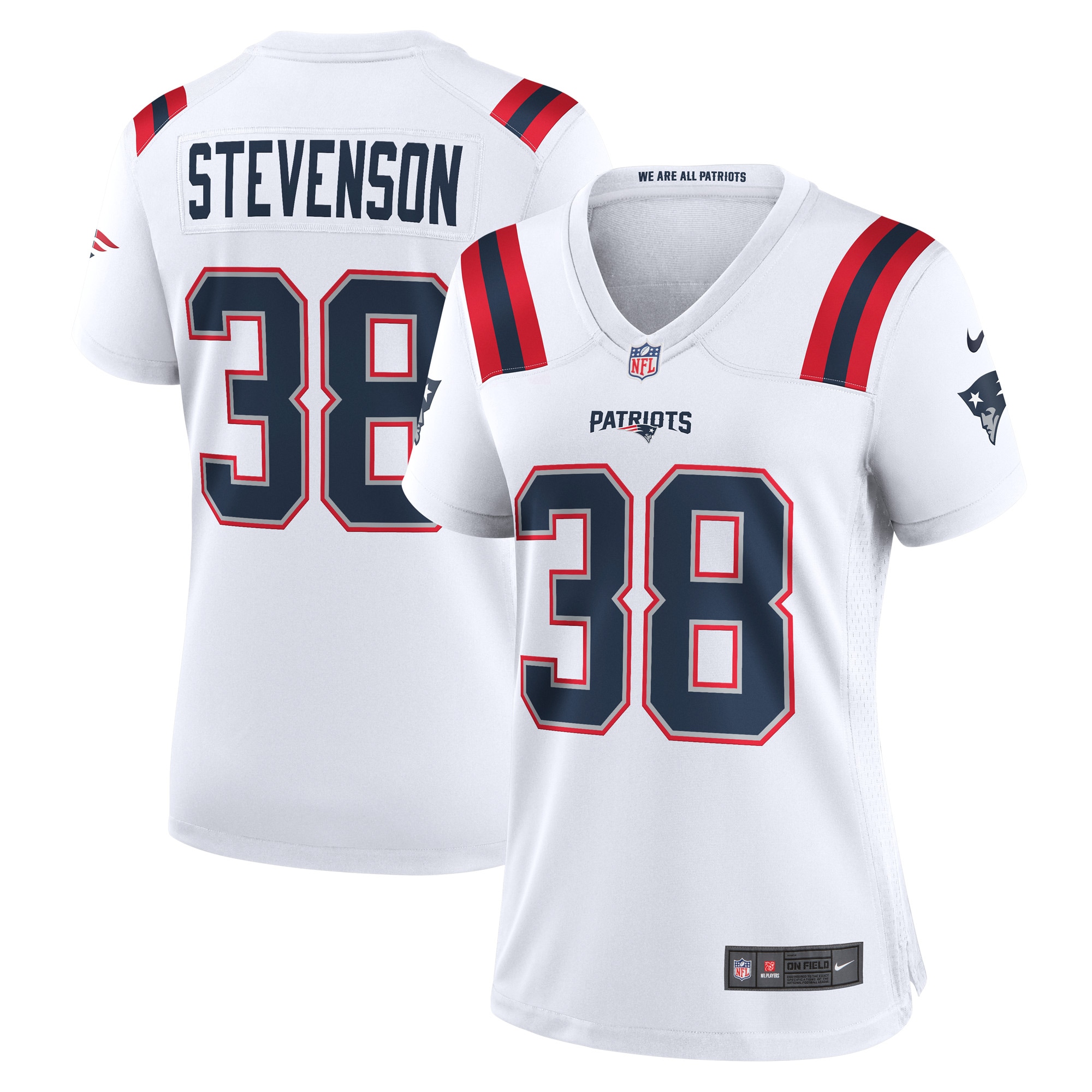 Rhamondre Stevenson New England Patriots Nike Women's Game Player Jersey - White - vstockx