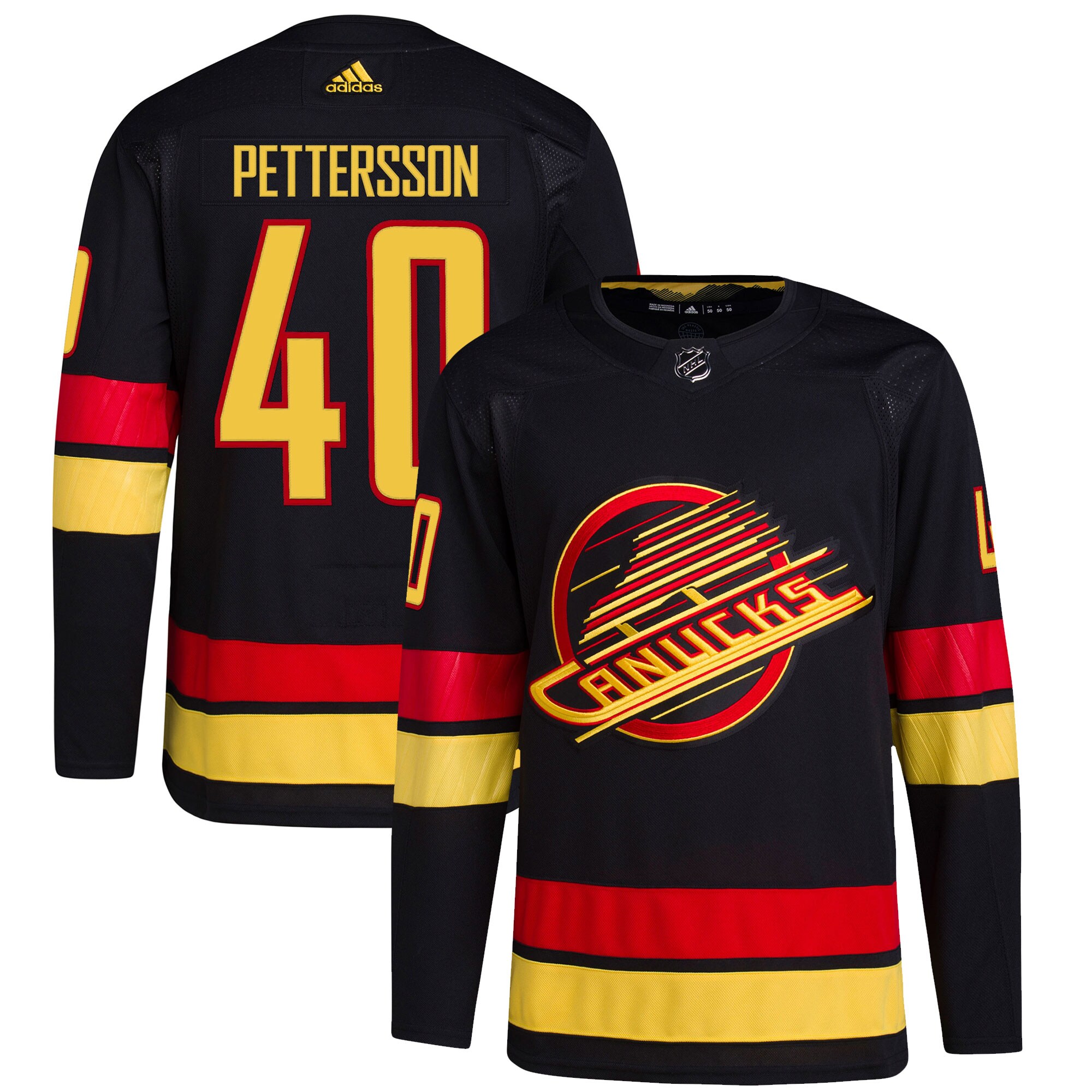 Elias Pettersson Vancouver Canucks adidas Alternate Primegreen Authentic Pro Player Jersey - Black - vstockx