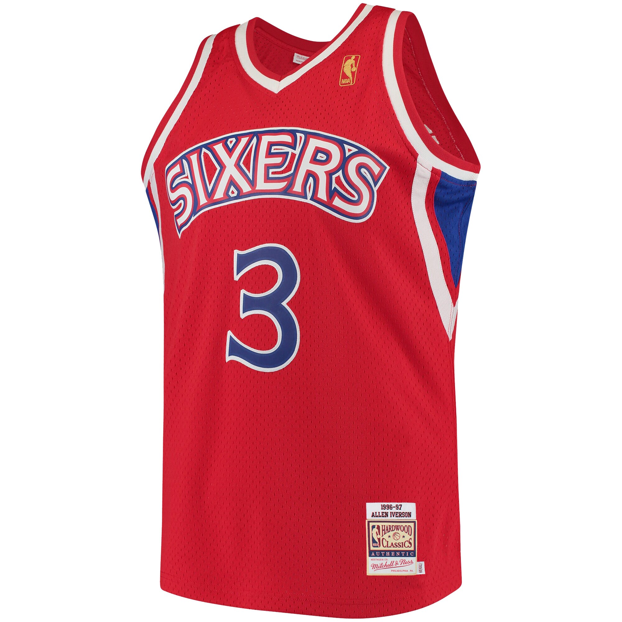 Allen Iverson Philadelphia 76ers Mitchell & Ness Hardwood Classics Authentic Jersey - Red - vstockx