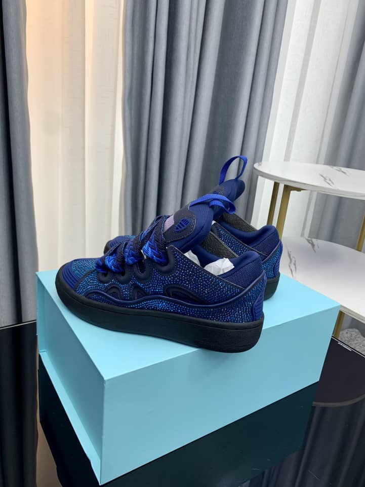Lanvin Curb Sneakers Rhinestones Majorelle Blue - vstockx