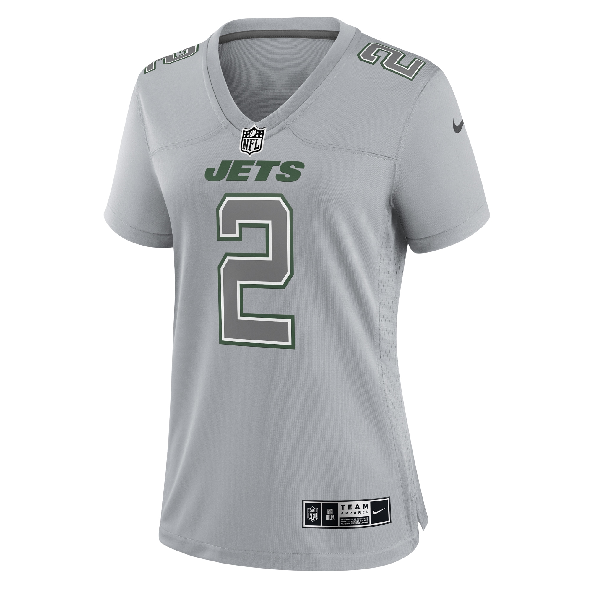 Zach Wilson New York Jets Nike Women's Atmosphere Fashion Game Jersey - Gray - vstockx