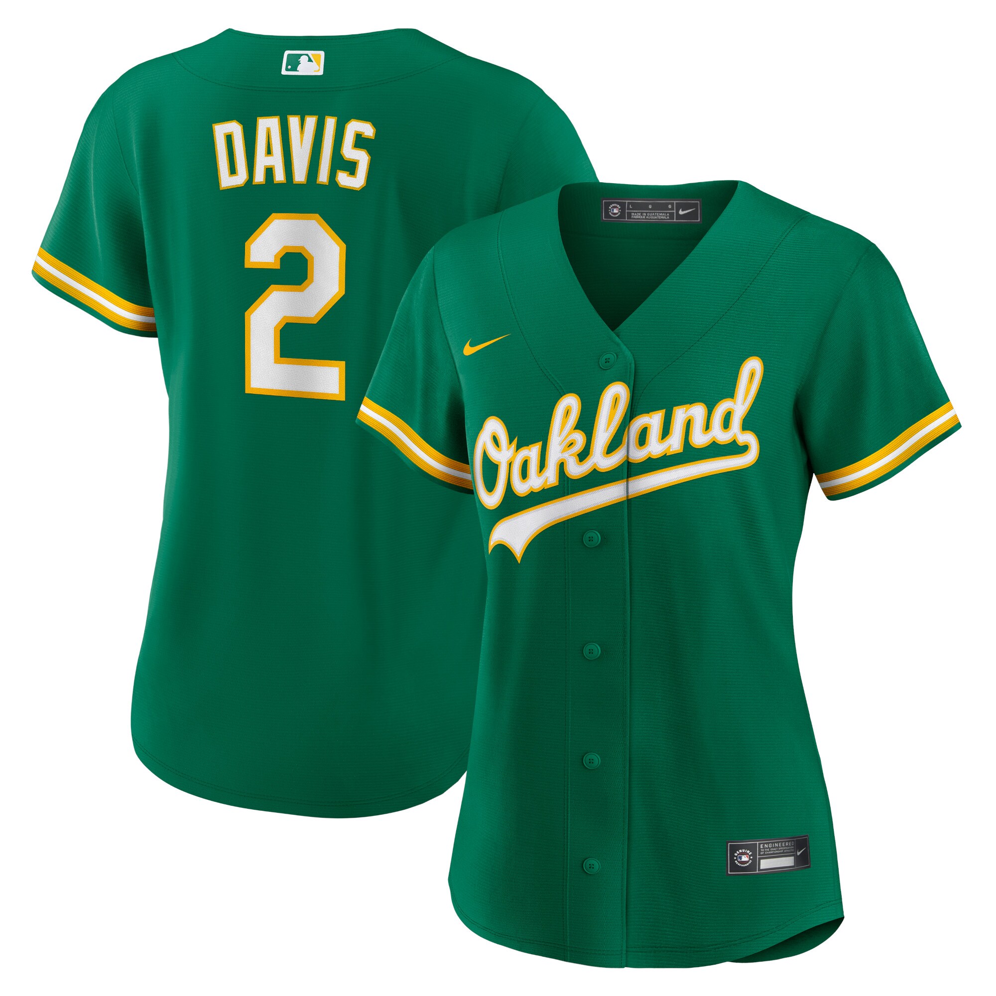 Khris Davis Oakland Athletics Nike Women's Alternate Replica Player Jersey - Green - vstockx