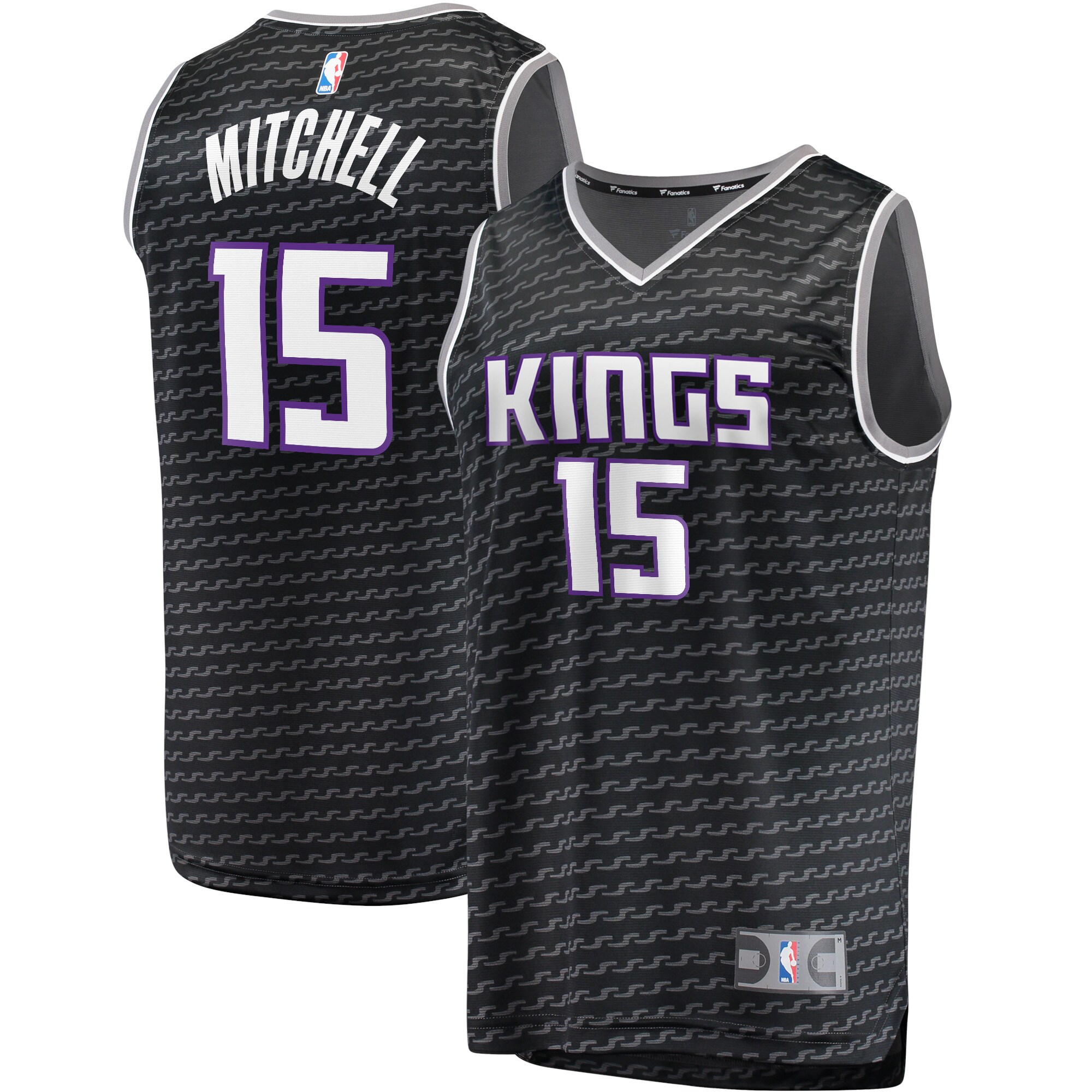 Davion Mitchell Sacramento Kings Fanatics Branded Fast Break Replica Player Jersey - Statement Edition - Black - vstockx