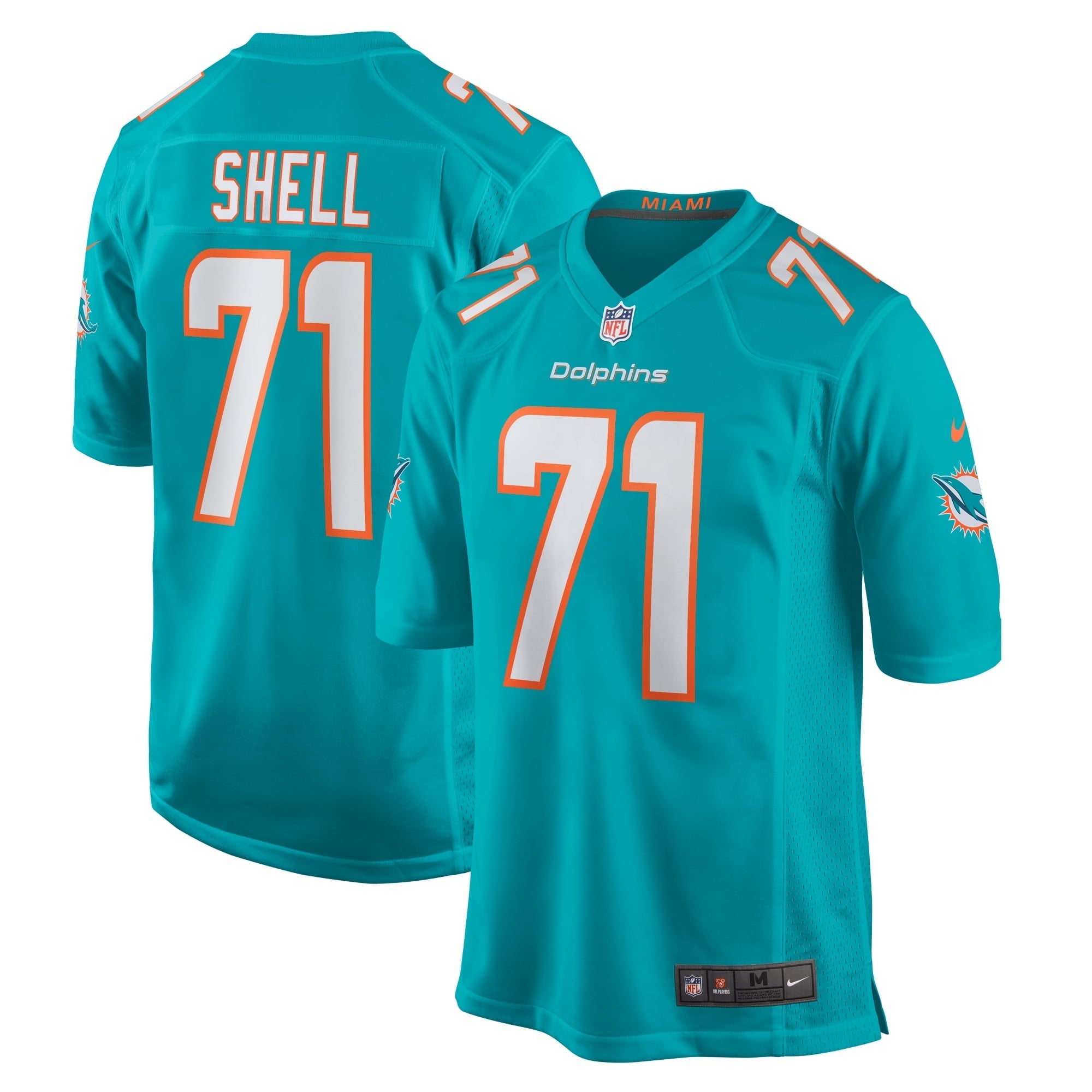 Men's Nike Brandon Shell Aqua Miami Dolphins Home Game Player Jersey - vstockx