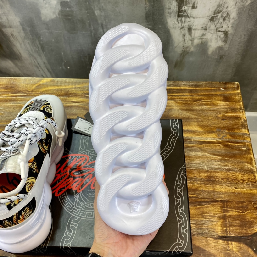 Versace Chain Reaction 2 Barocco Print White Black Yellow (W) - vstockx