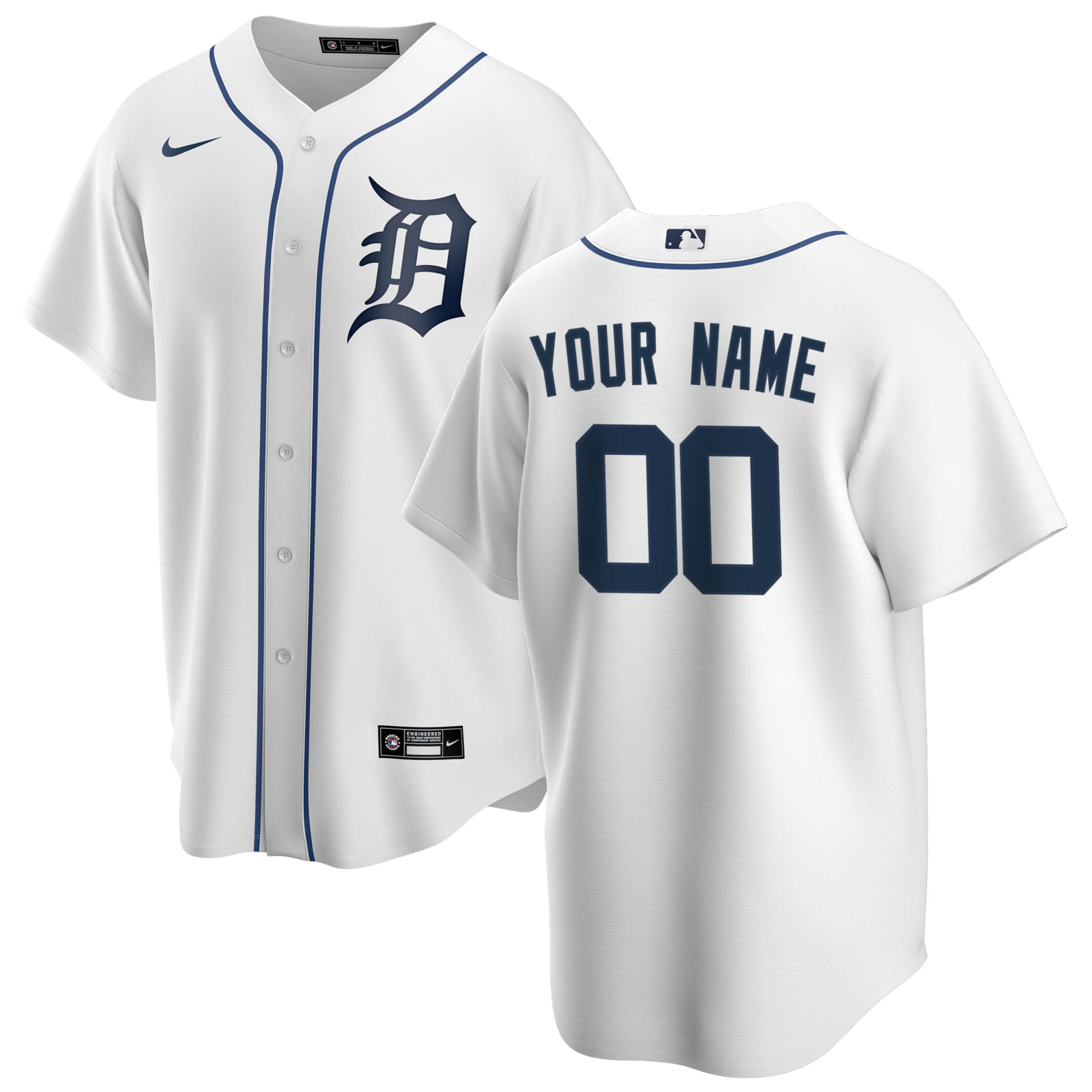 Detroit Tigers Nike Home Replica Custom Jersey - White - vstockx