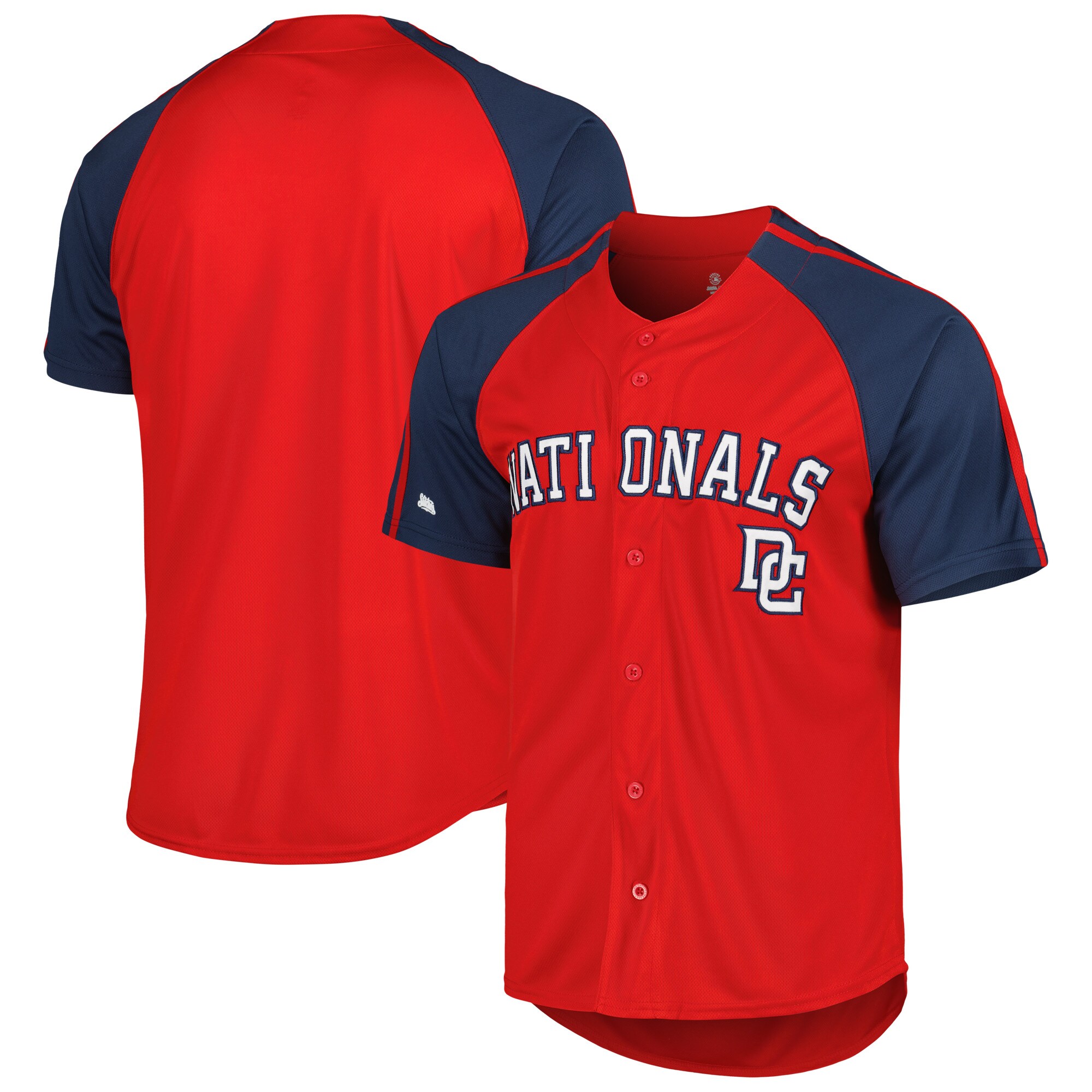 Washington Nationals Stitches Button-Down Raglan Fashion Jersey - Red - vstockx