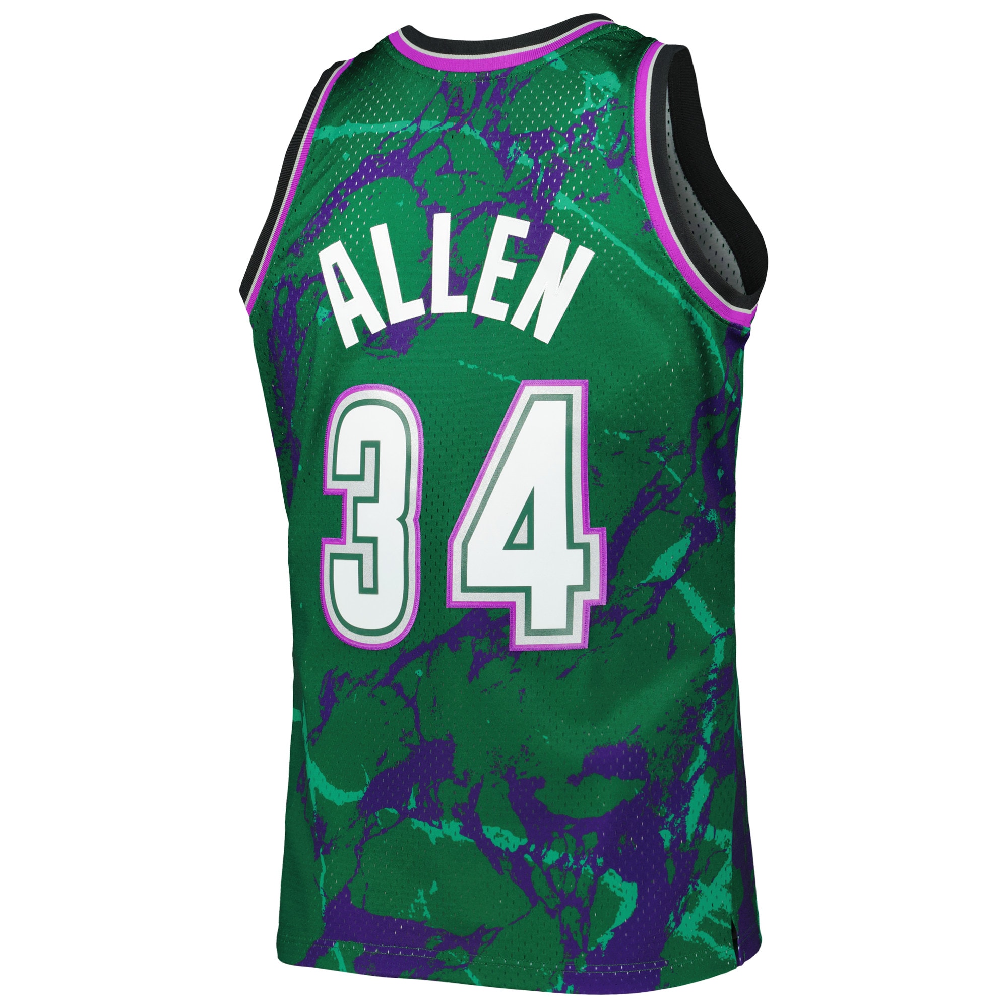 Ray Allen Milwaukee Bucks Mitchell & Ness 1996/97 Hardwood Classics Marble Swingman Jersey - Green - vstockx
