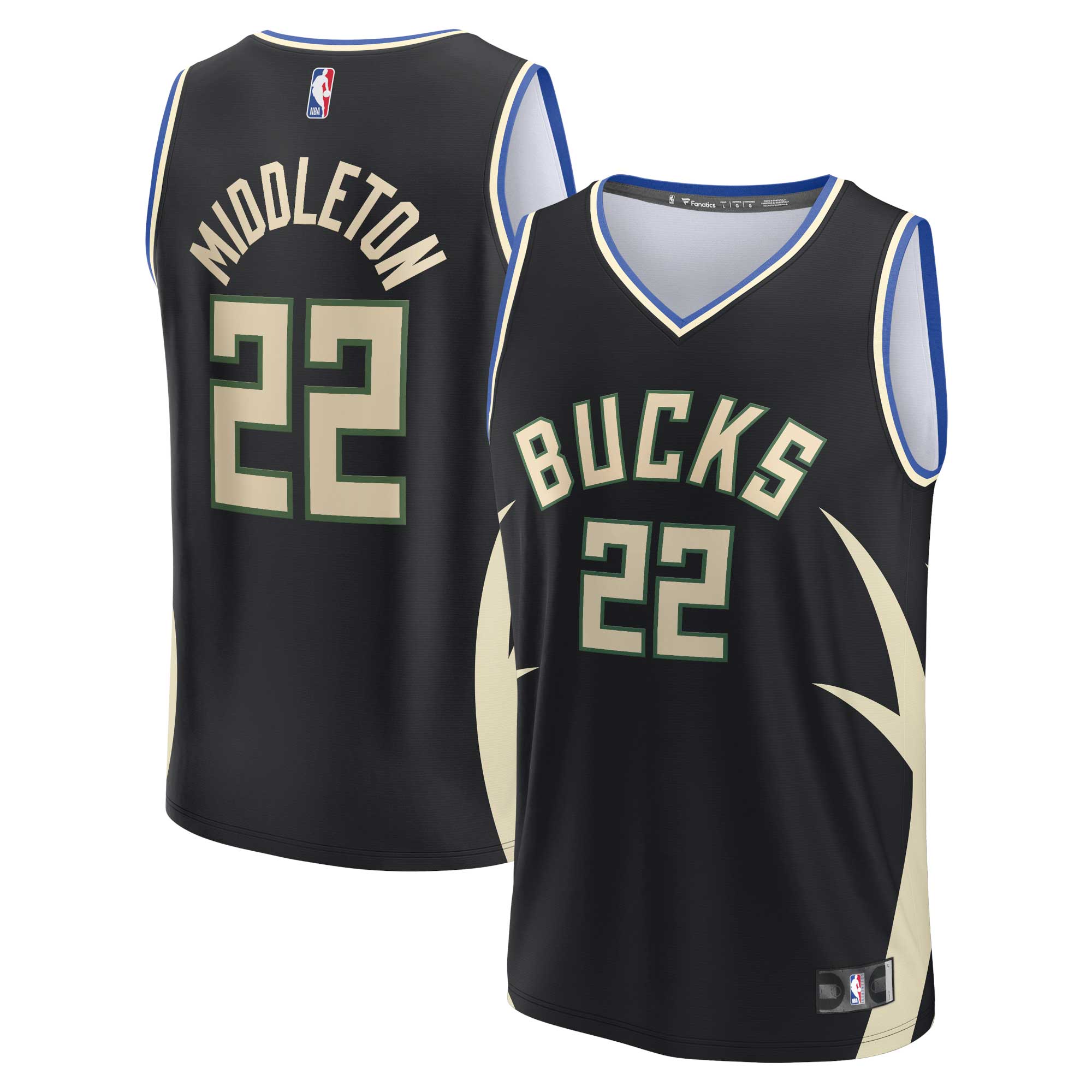 Khris Middleton Milwaukee Bucks Fanatics Branded Fast Break Replica Player Jersey - Statement Edition - Black - vstockx
