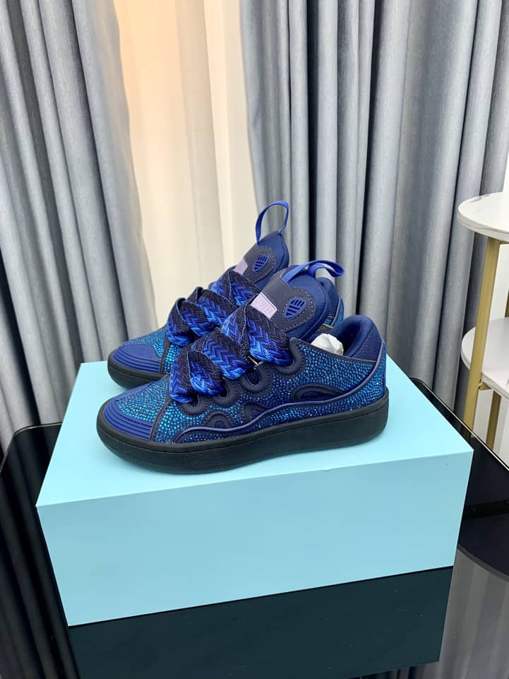 Lanvin Curb Sneakers Rhinestones Majorelle Blue - vstockx