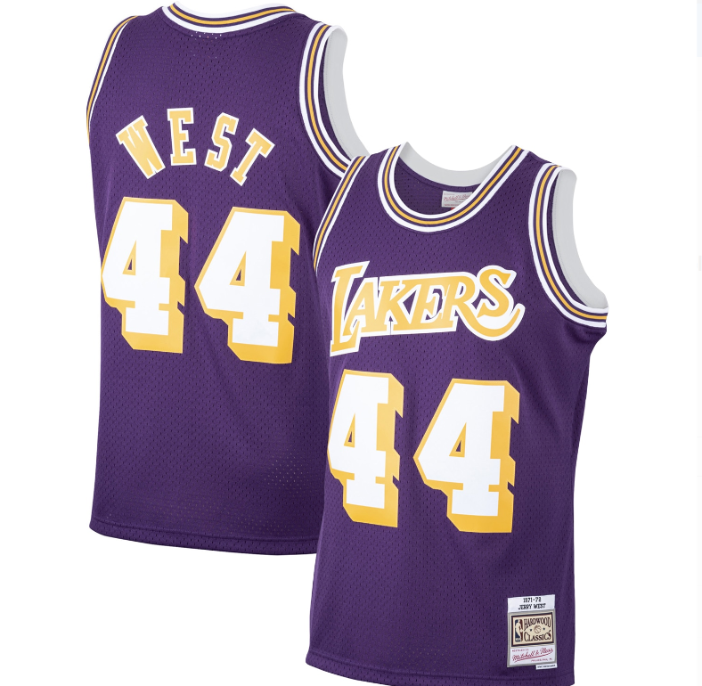 Men's Jerry West Los Angeles Lakers Mitchell & Ness 1971-72 Hardwood Classics Swingman Player Jersey - Purple - vstockx