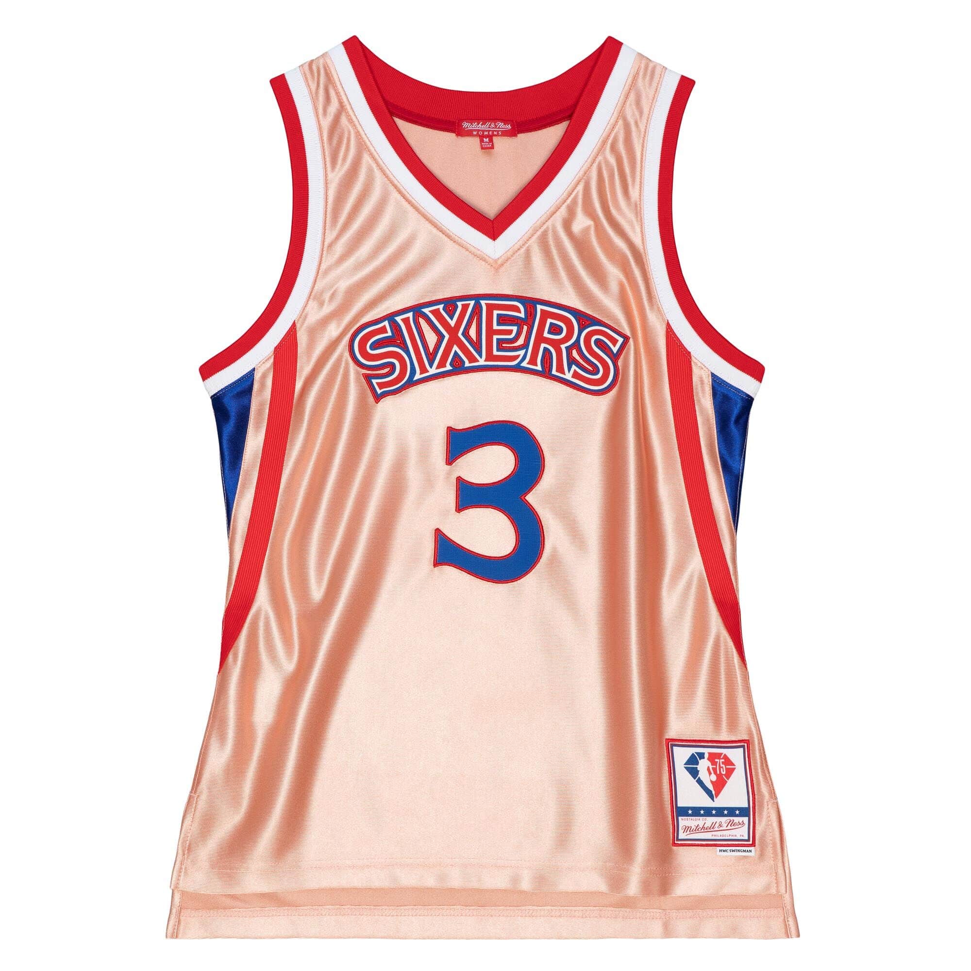 Womens 75th Anniversary Rose Gold Swingman Allen Iverson Philadelphia 76ers 1996-97 Jersey - vstockx