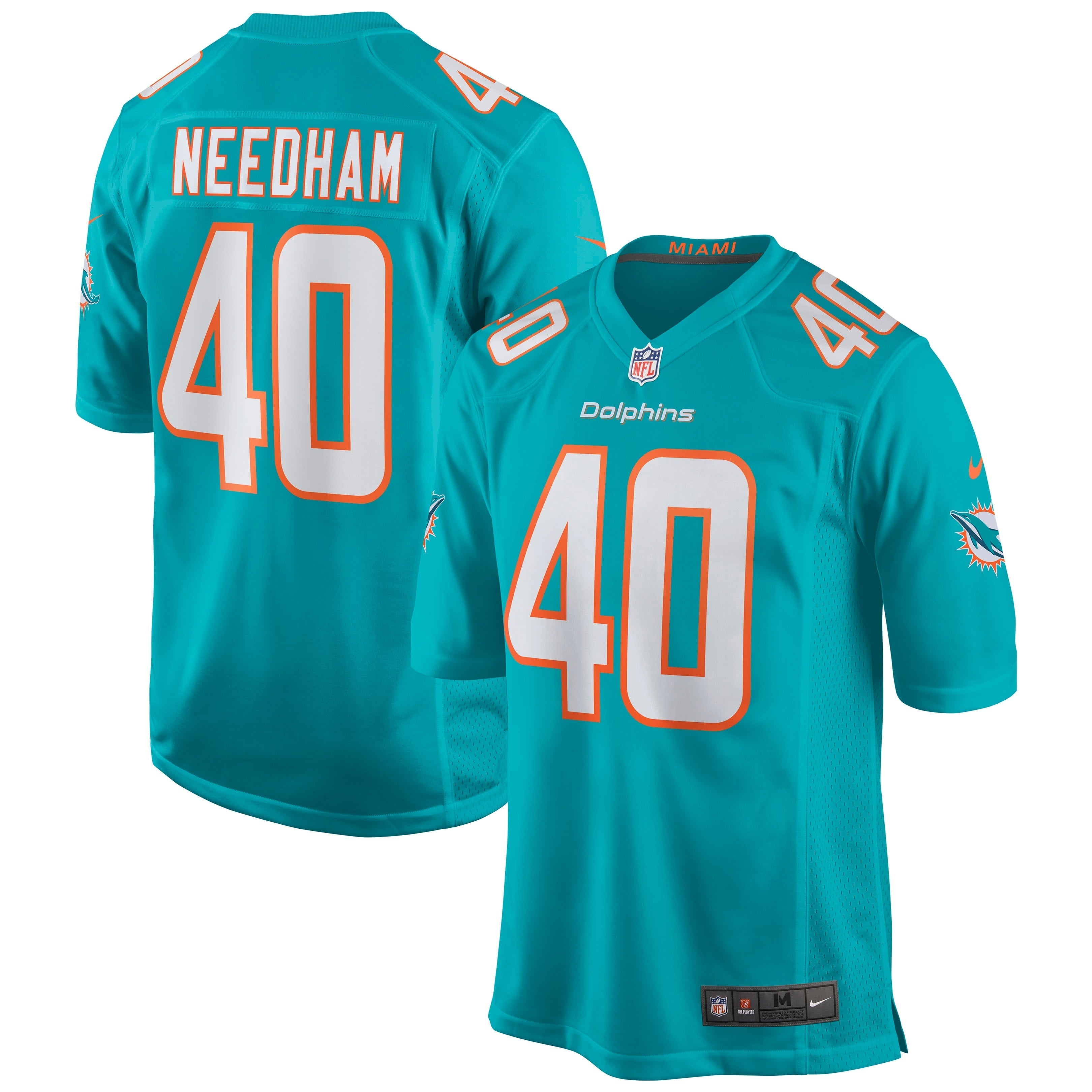 Men's Nike Nik Needham Aqua Miami Dolphins Game Jersey - vstockx