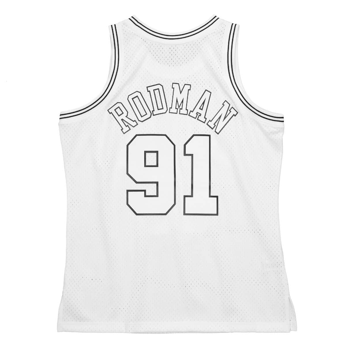 White Black Swingman Dennis Rodman Chicago Bulls 1997-98 Jersey - vstockx