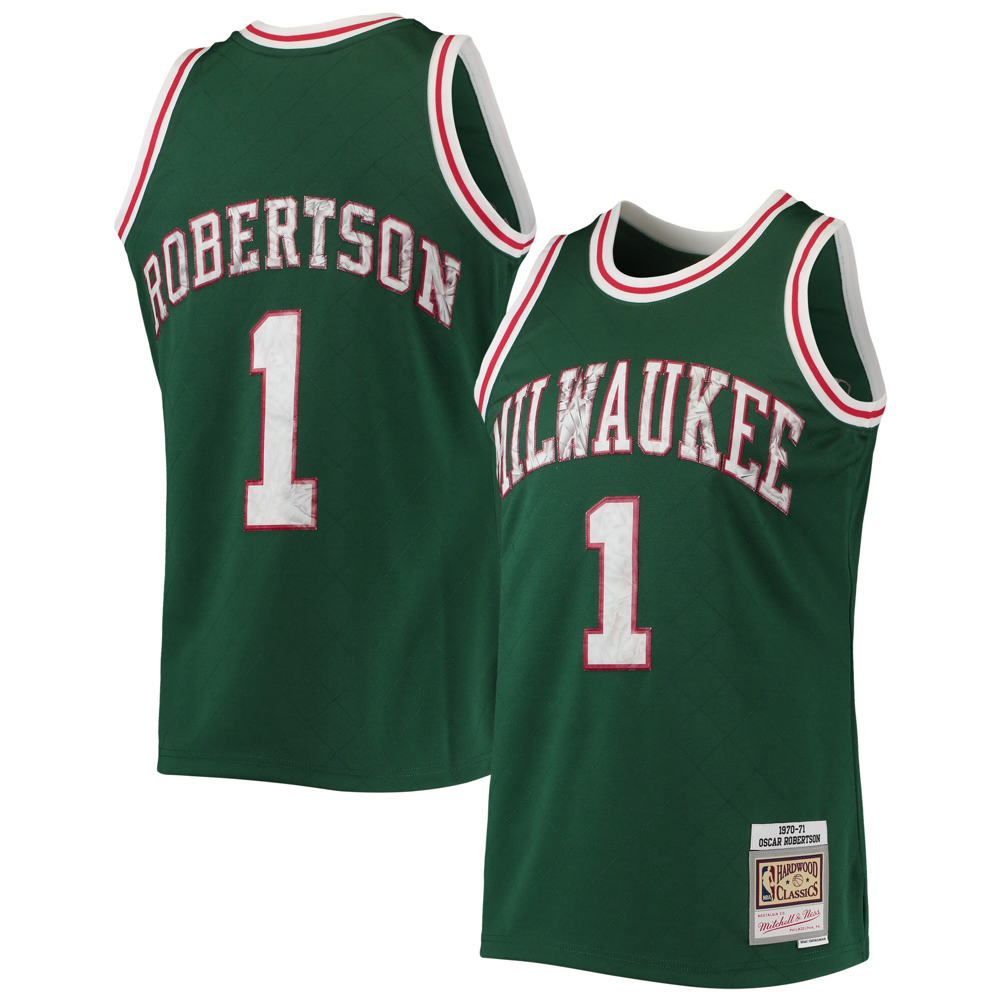 Oscar Robertson Milwaukee Bucks Mitchell & Ness 1996/97 Hardwood Classics NBA 75th Anniversary Diamond Swingman Jersey - Green - vstockx