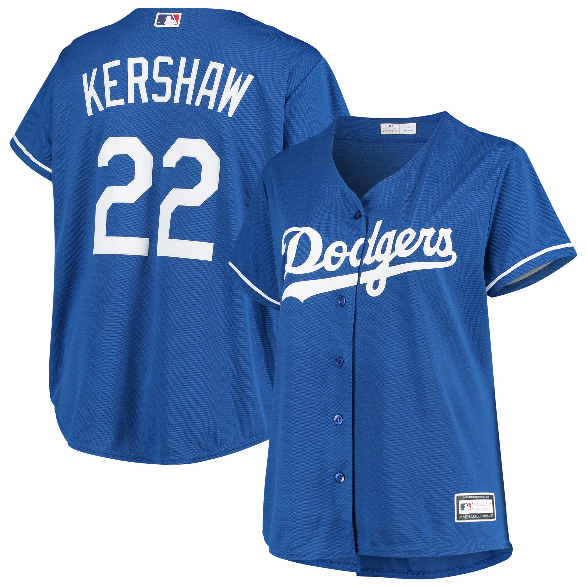 Clayton Kershaw Los Angeles Dodgers Women's Plus Size Replica Player Jersey - Royal - vstockx