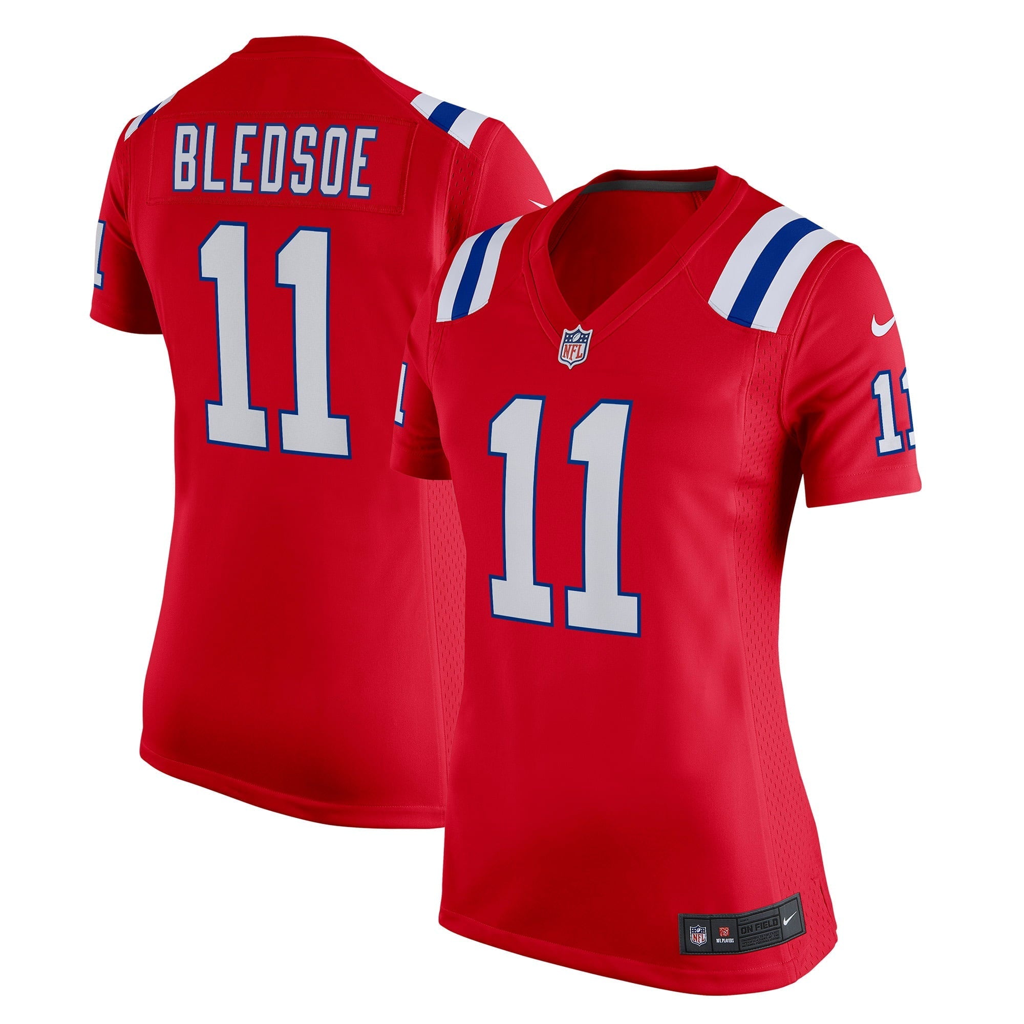 Women's Nike Drew Bledsoe Red New England Patriots Retired Game Jersey - vstockx