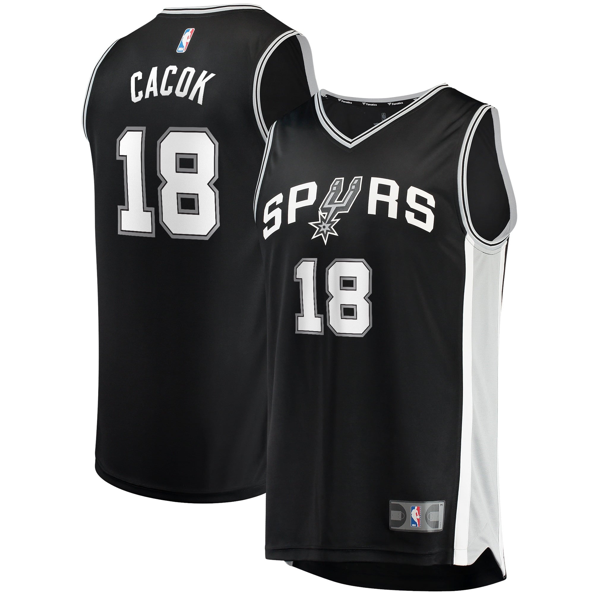 Men's Fanatics Branded Devontae Cacok Black San Antonio Spurs 2021/22 Fast Break Replica Jersey - Icon Edition - vstockx