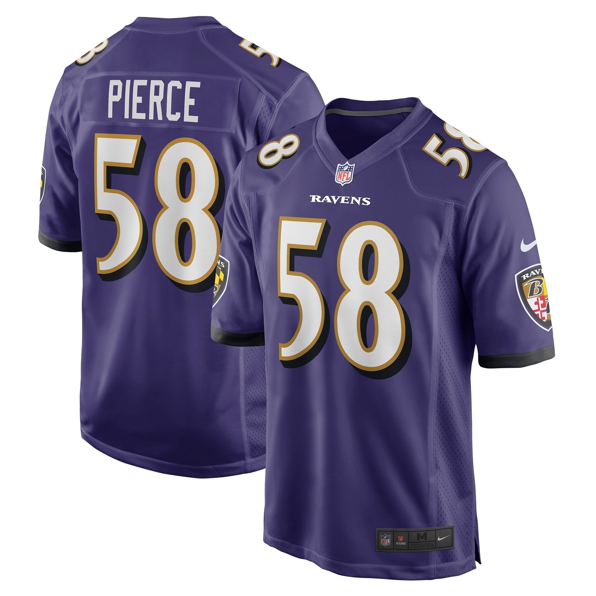 Men's Nike Michael Pierce Purple Baltimore Ravens Player Game Jersey - vstockx