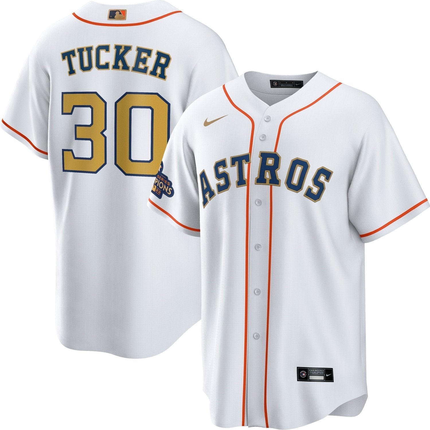 Nike Men's Houston Astros Tucker Gold Replica Jersey - vstockx