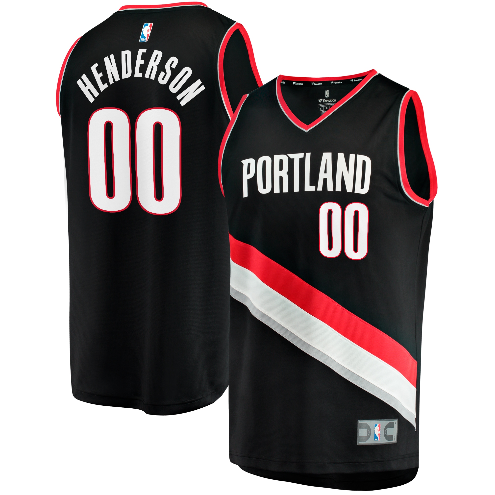 Scoot Henderson Portland Trail Blazers Fanatics Branded Youth 2023 NBA Draft First Round Pick Fast Break Replica Jersey - Icon Edition - Black - vstockx