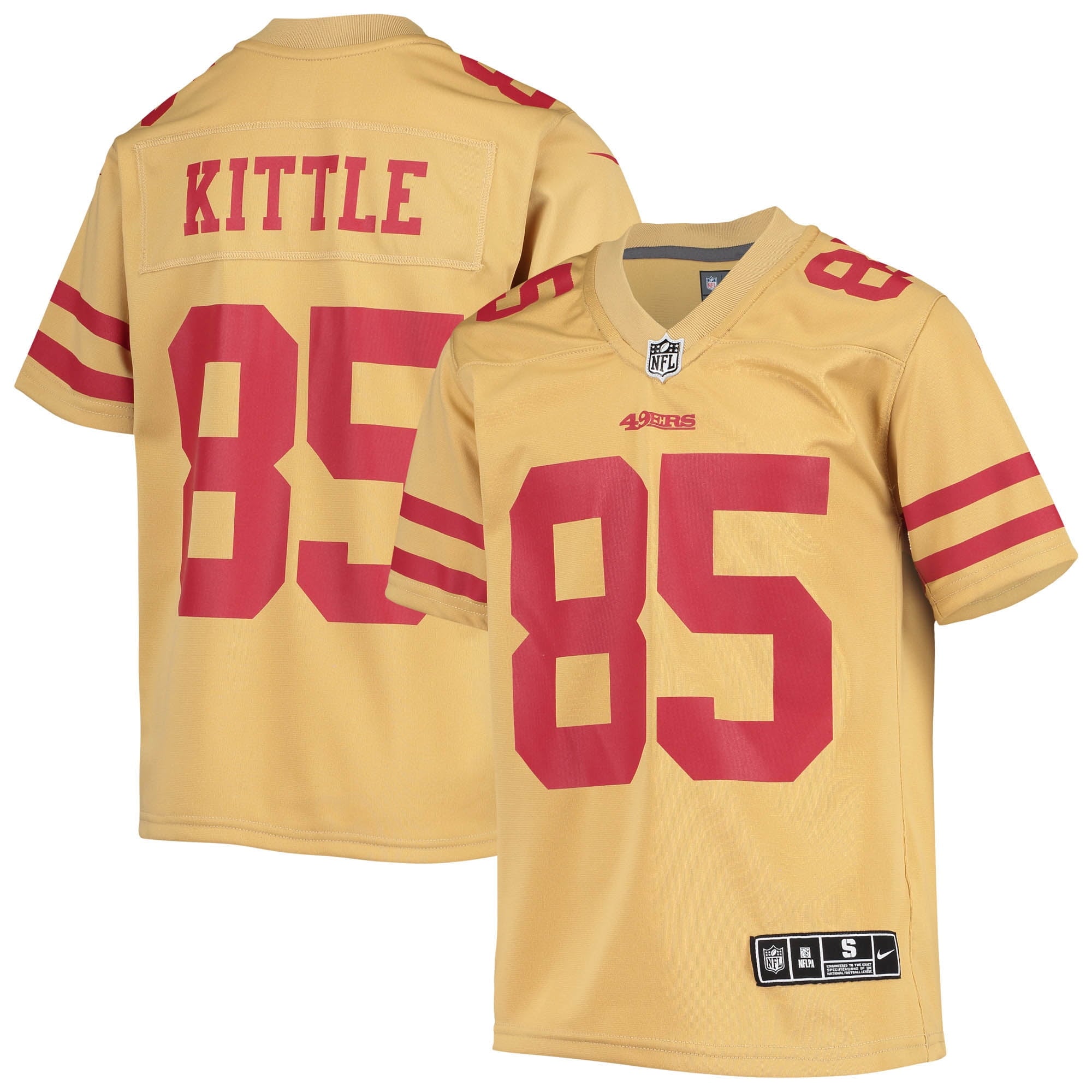 Youth Nike George Kittle Gold San Francisco 49ers Inverted Team Game Jersey - vstockx