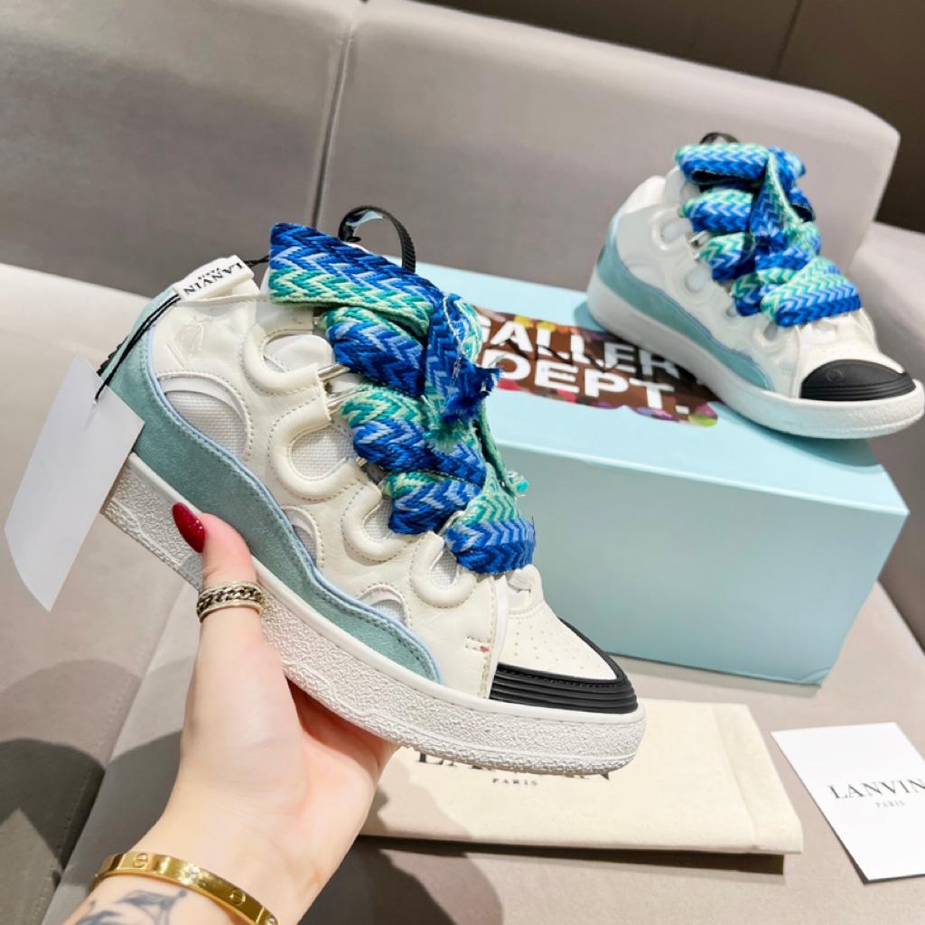 Lanvin Curb Sneaker White Blue - vstockx