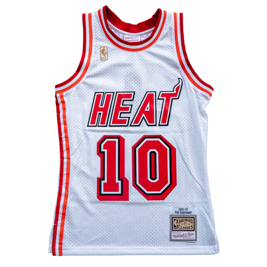 Miami Heat Tim Hardaway Mitchell & Ness NBA Mens Hardwood Classics White Swingman Jersey - vstockx